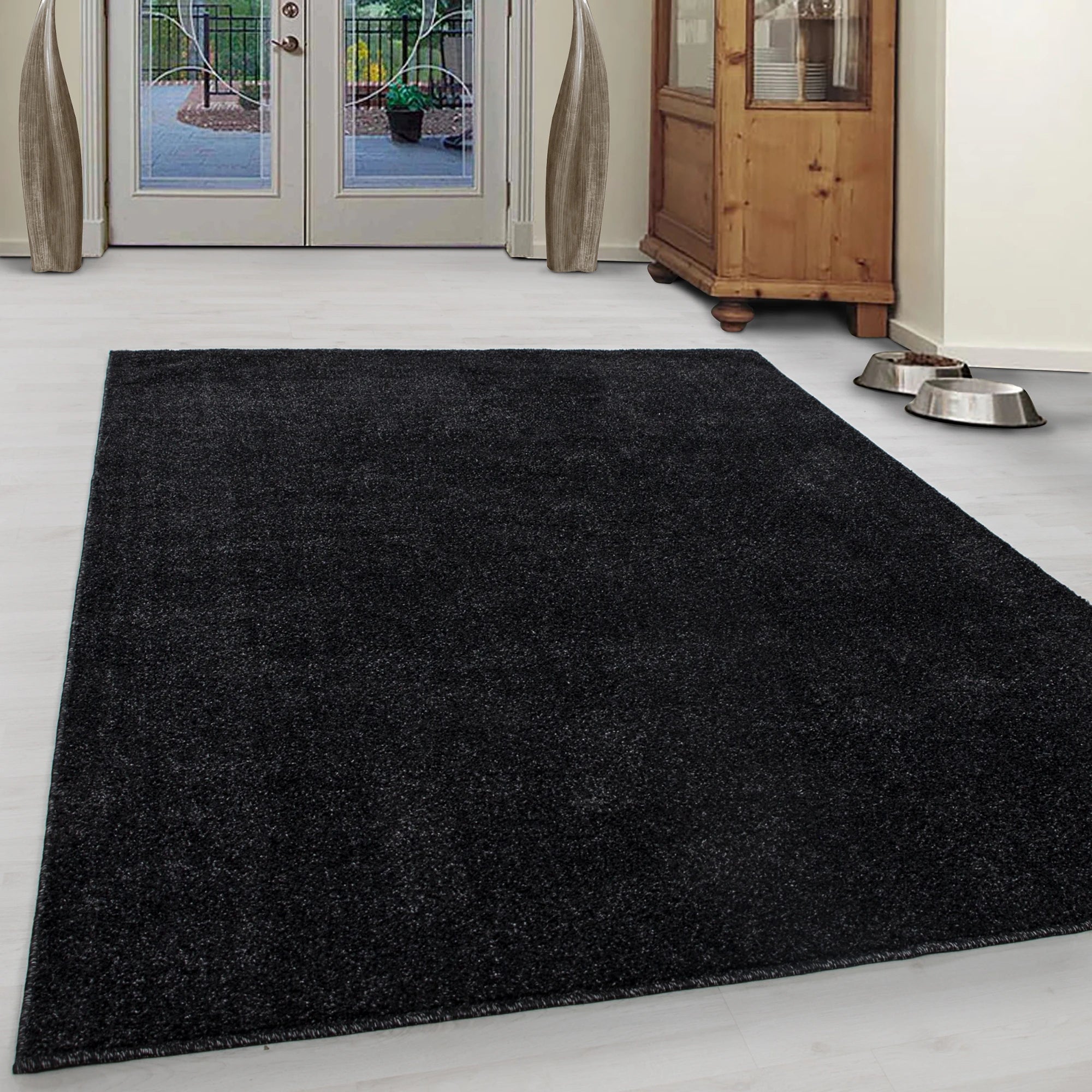 Solid Anthracite Plush Weave Area Rug