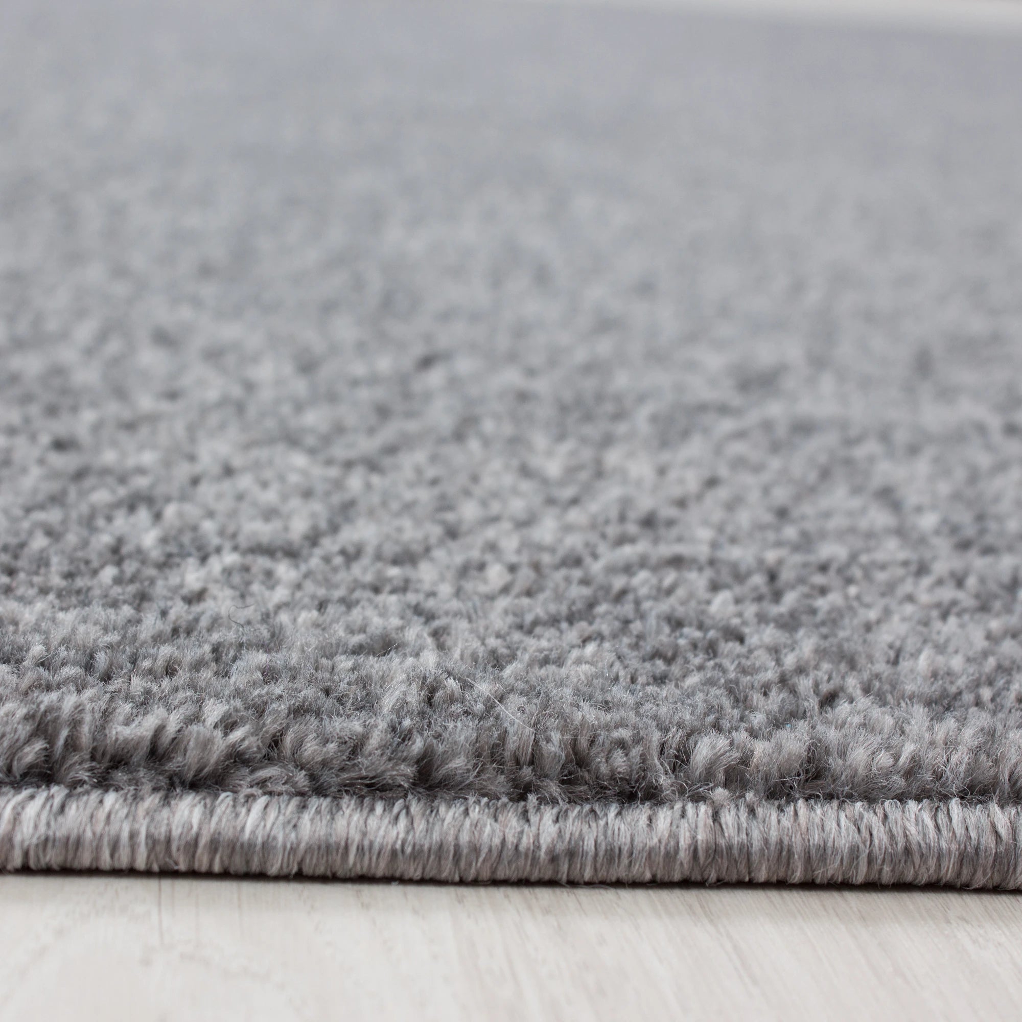 Solid Light Gray Plush Weave Area Rug