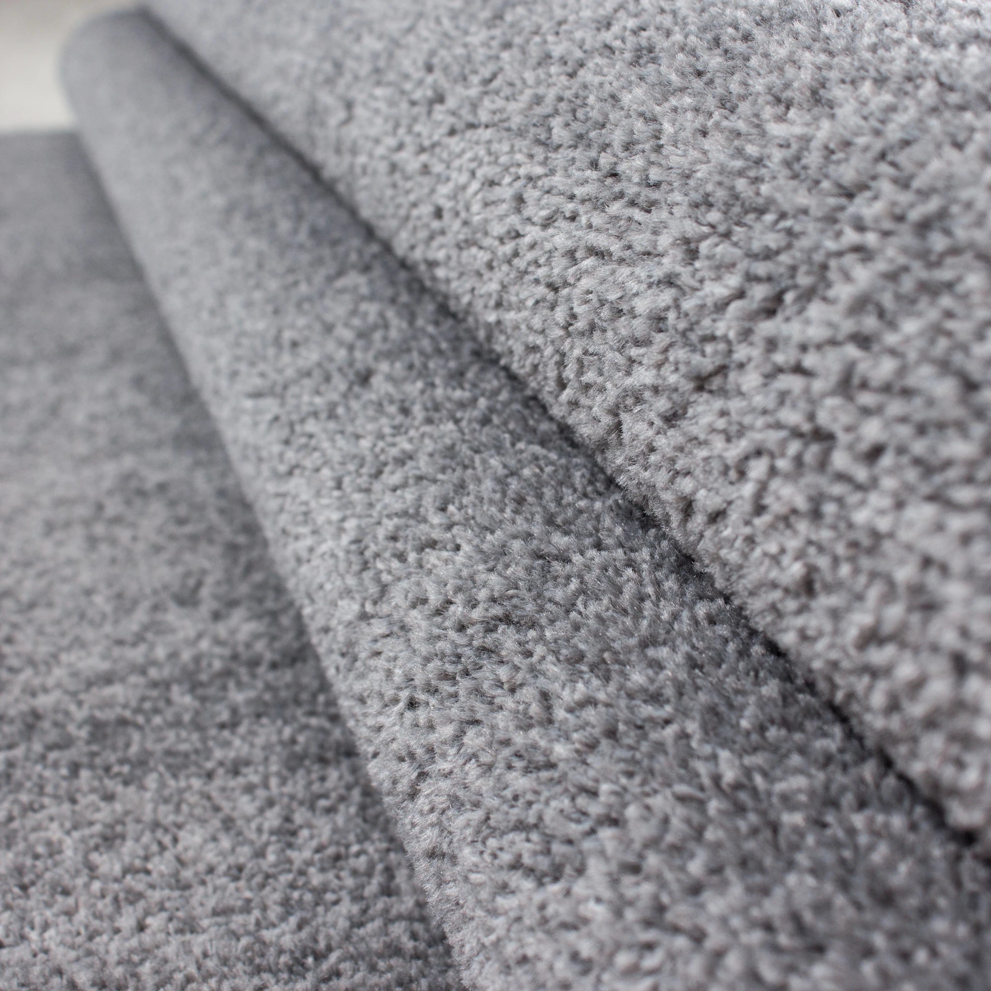 Solid Light Gray Plush Weave Area Rug