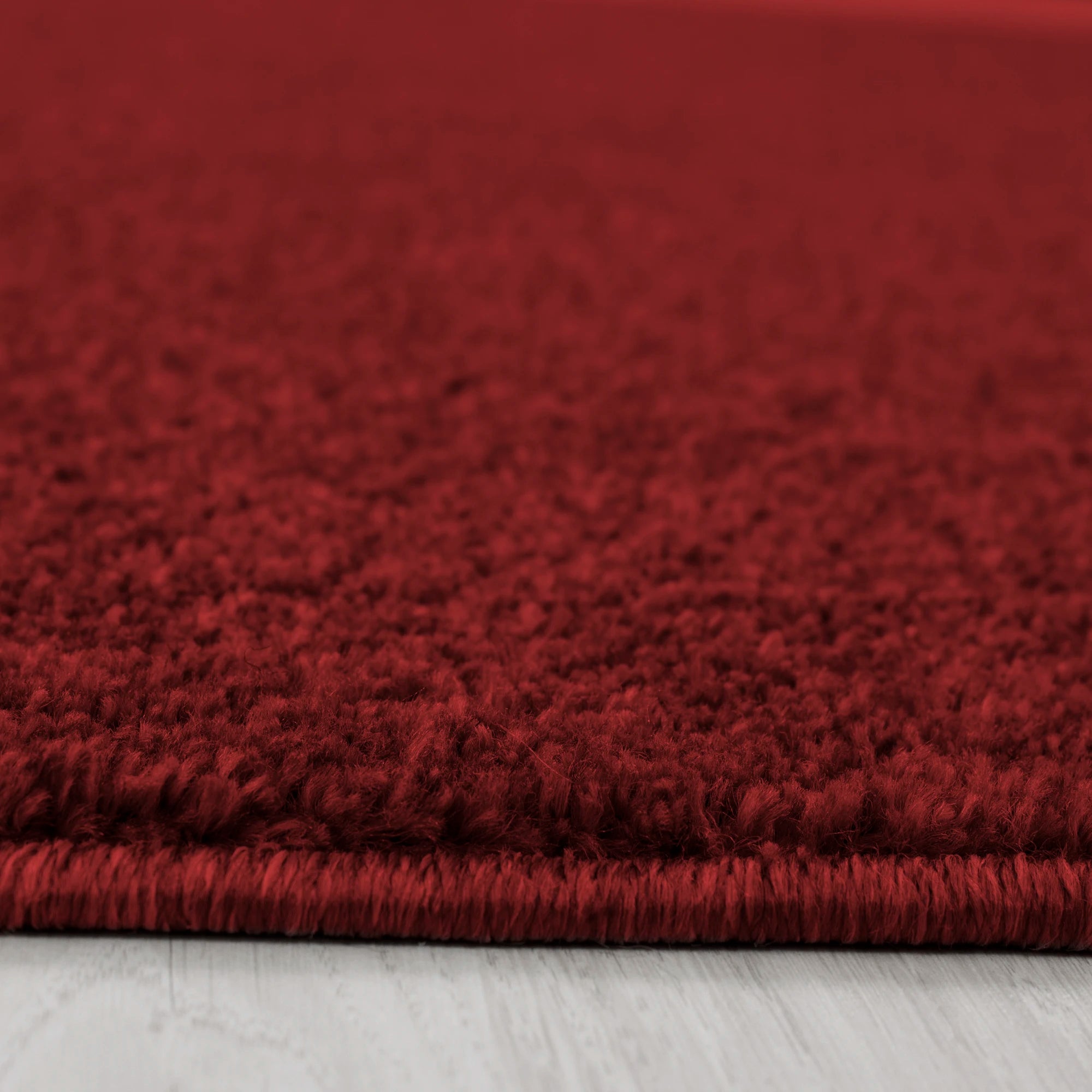 Solid Crimson Plush Weave Area Rug