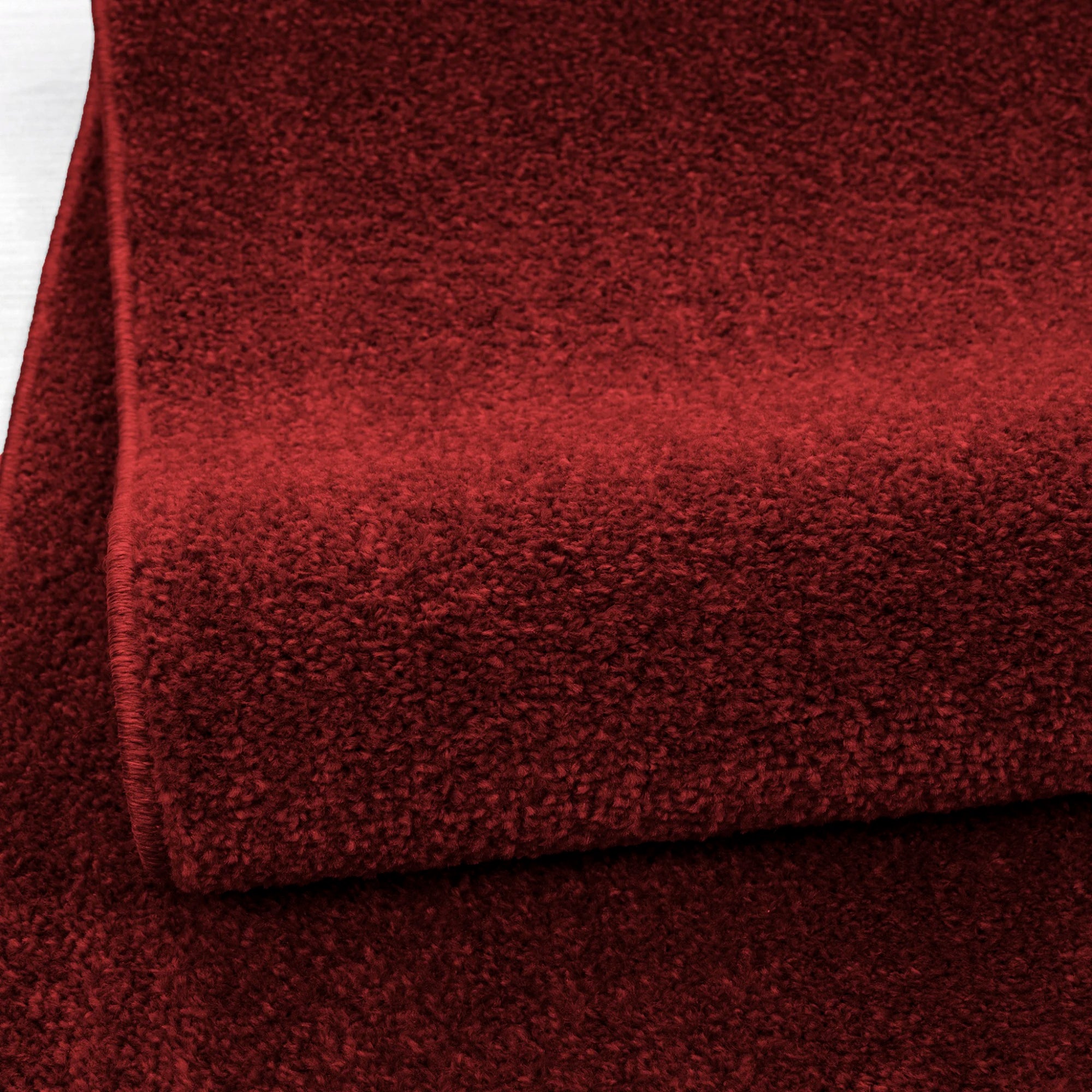 Solid Crimson Plush Weave Area Rug