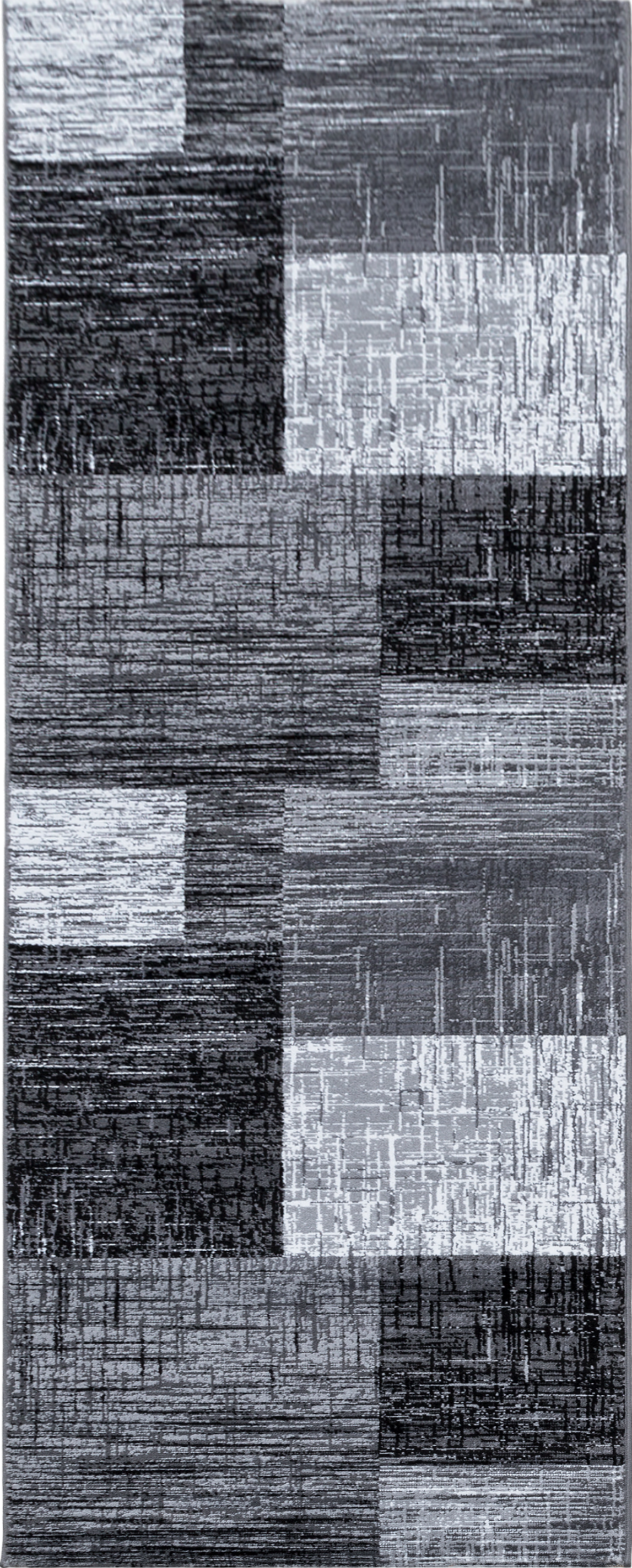 Modern Geometric Patchwork Area Carpet | Black