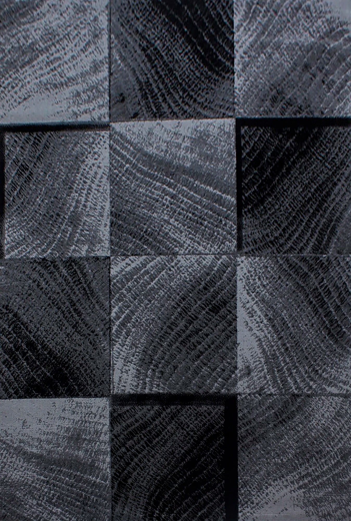 Modern Abstract Wood Ring Block Rug | Black