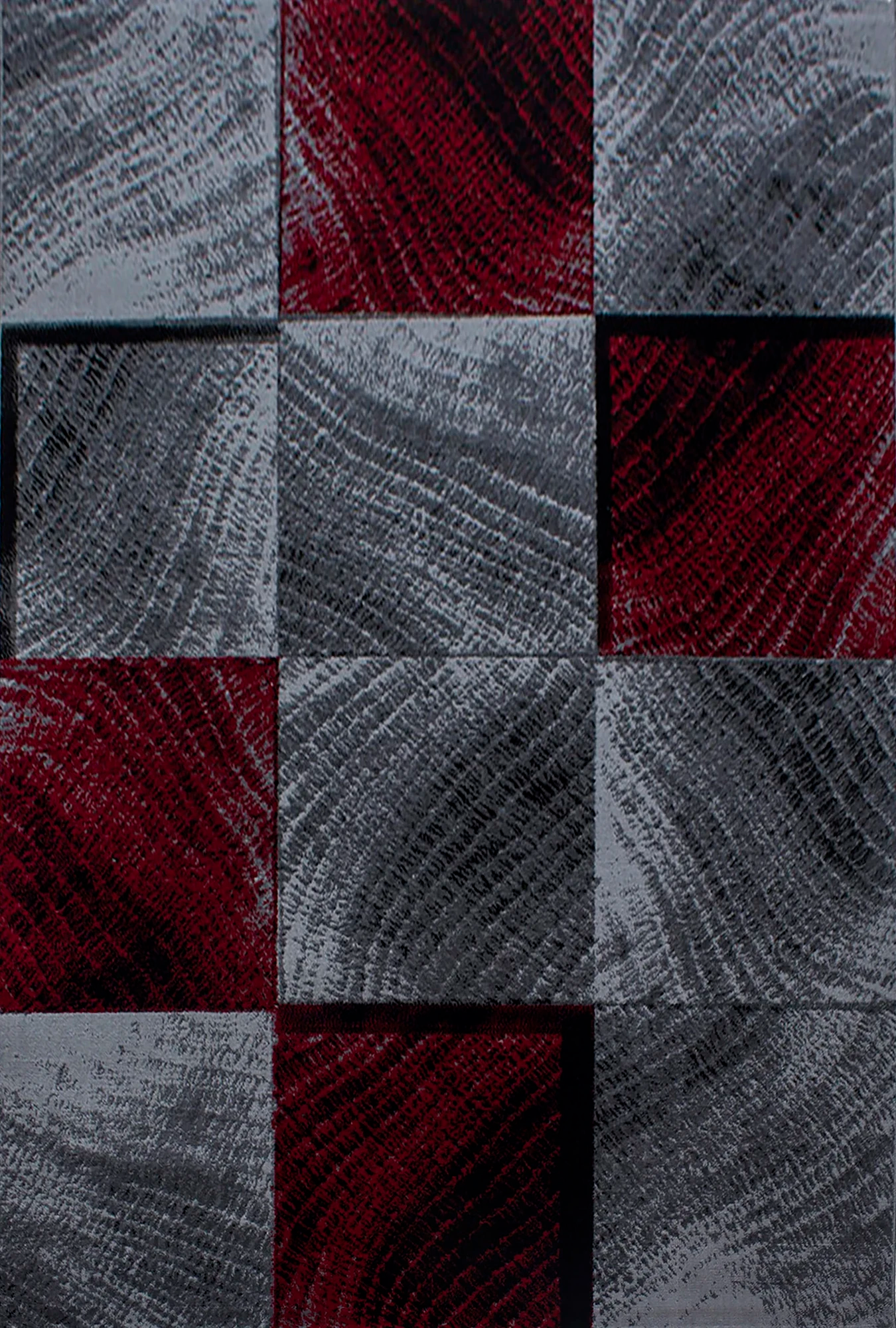 Modern Abstract Wood Ring Block Rug | Red