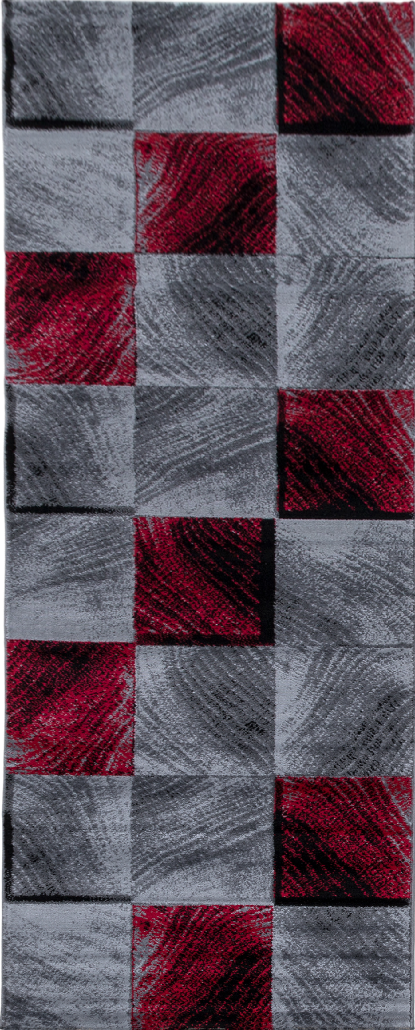 Tappeto Moderno Astratto con Anelli di Legno | Rosso