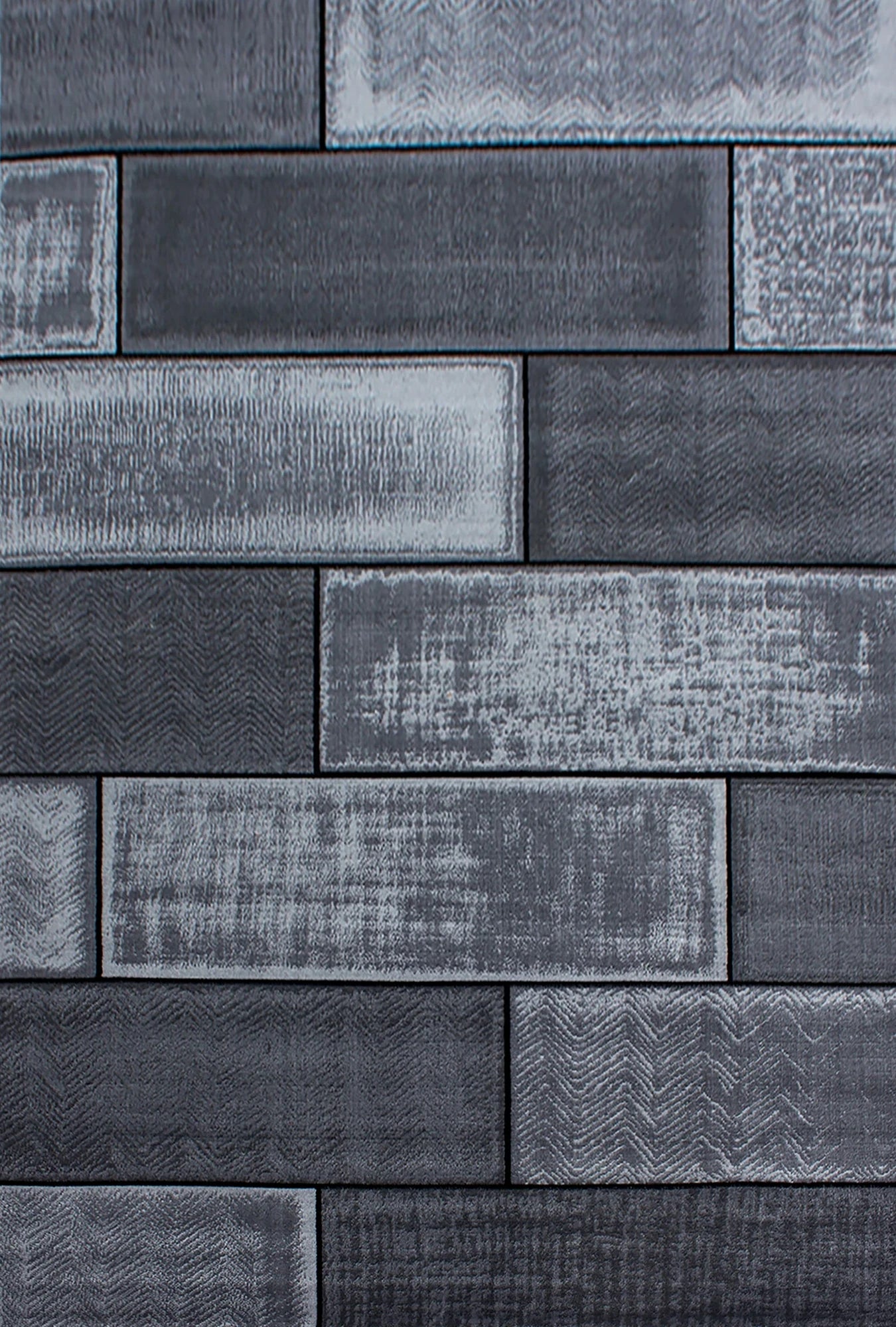 Abstract Patterned Rectangular Block Rug | Black