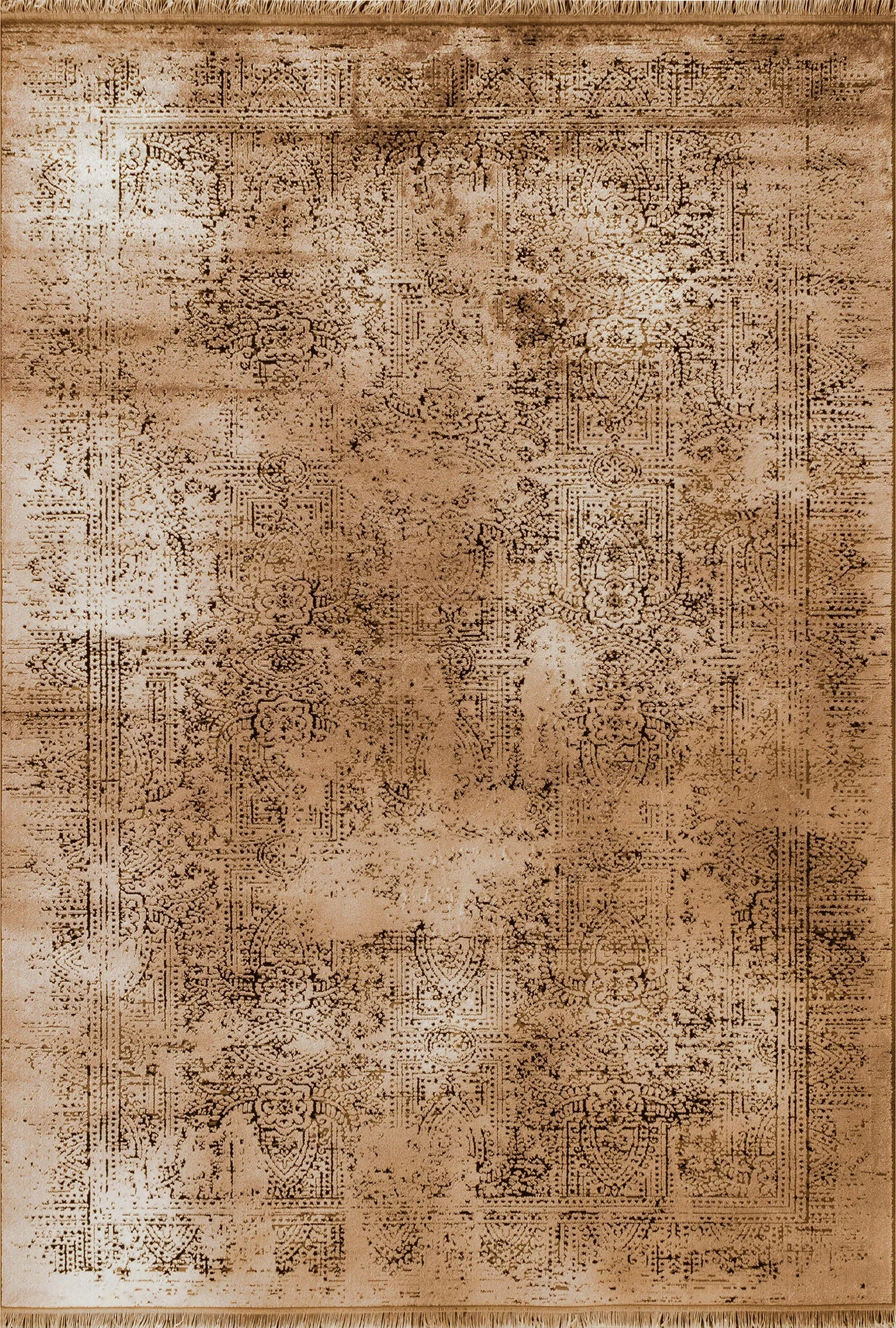 Vintage Look Abstract Oriental Style Rug | Copper