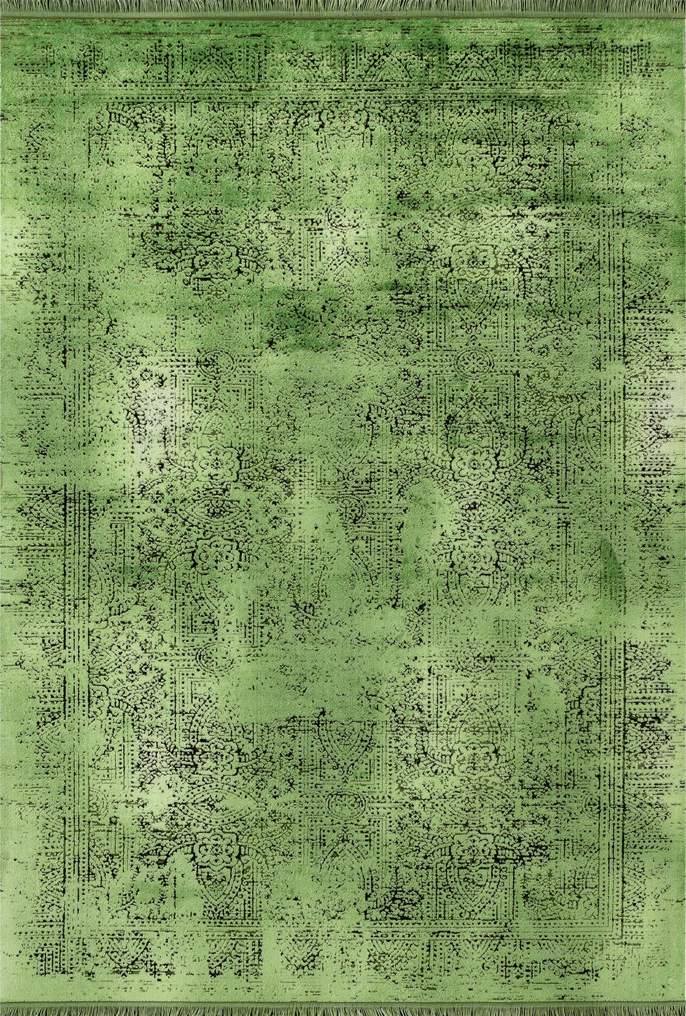 Vintage Look Abstract Oriental Style Rug | Green