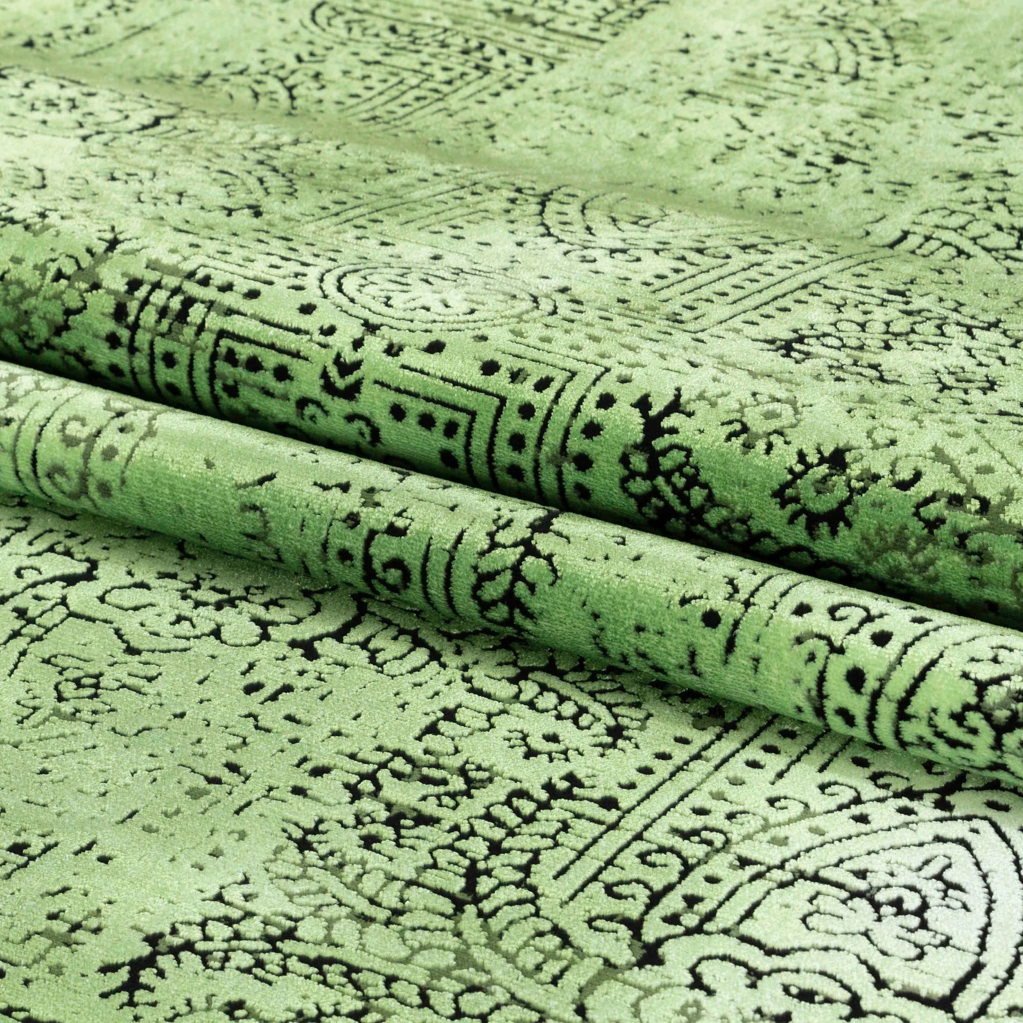Vintage Look Abstract Oriental Style Rug | Green