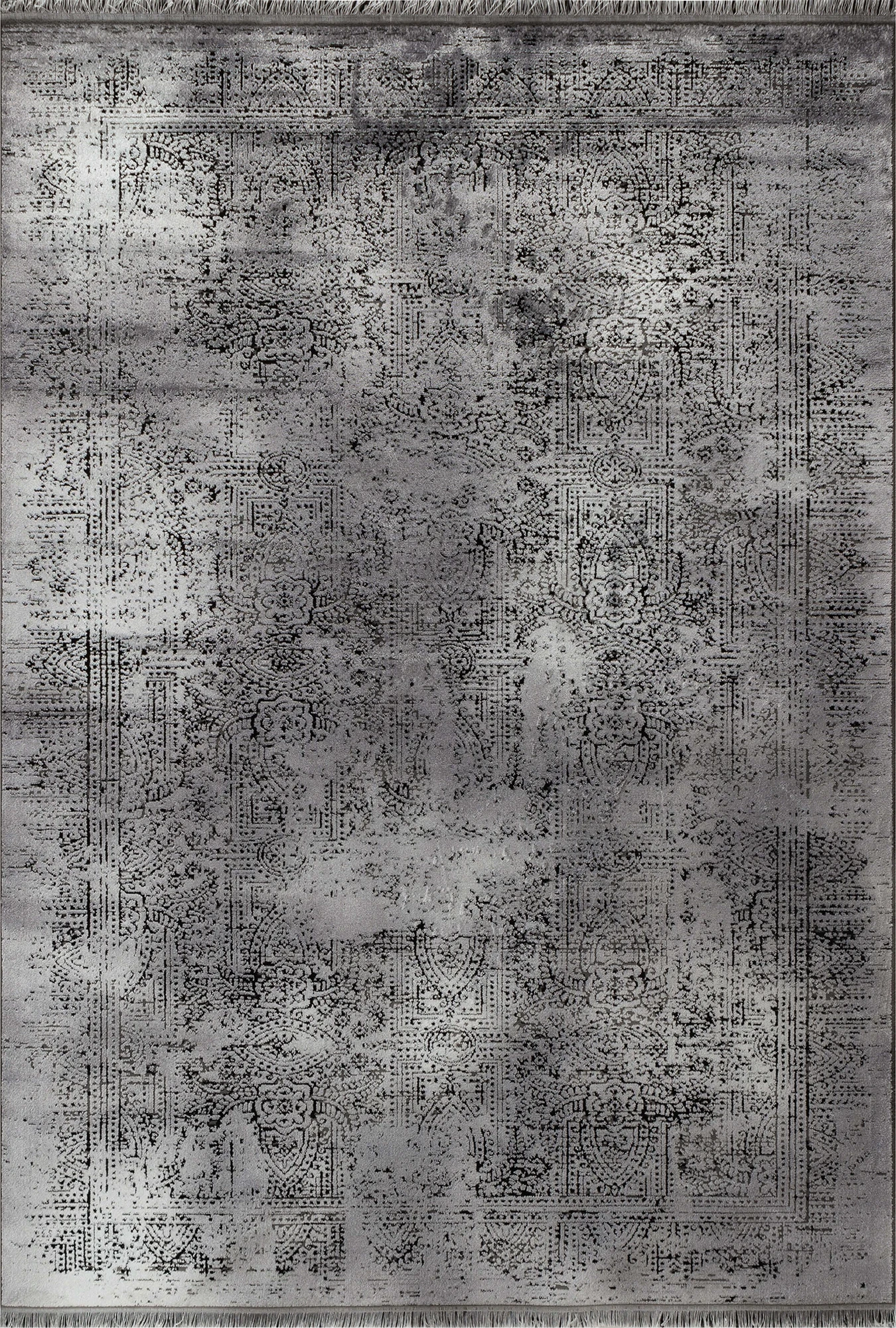 Vintage Look Abstract Oriental Style Rug | Gray