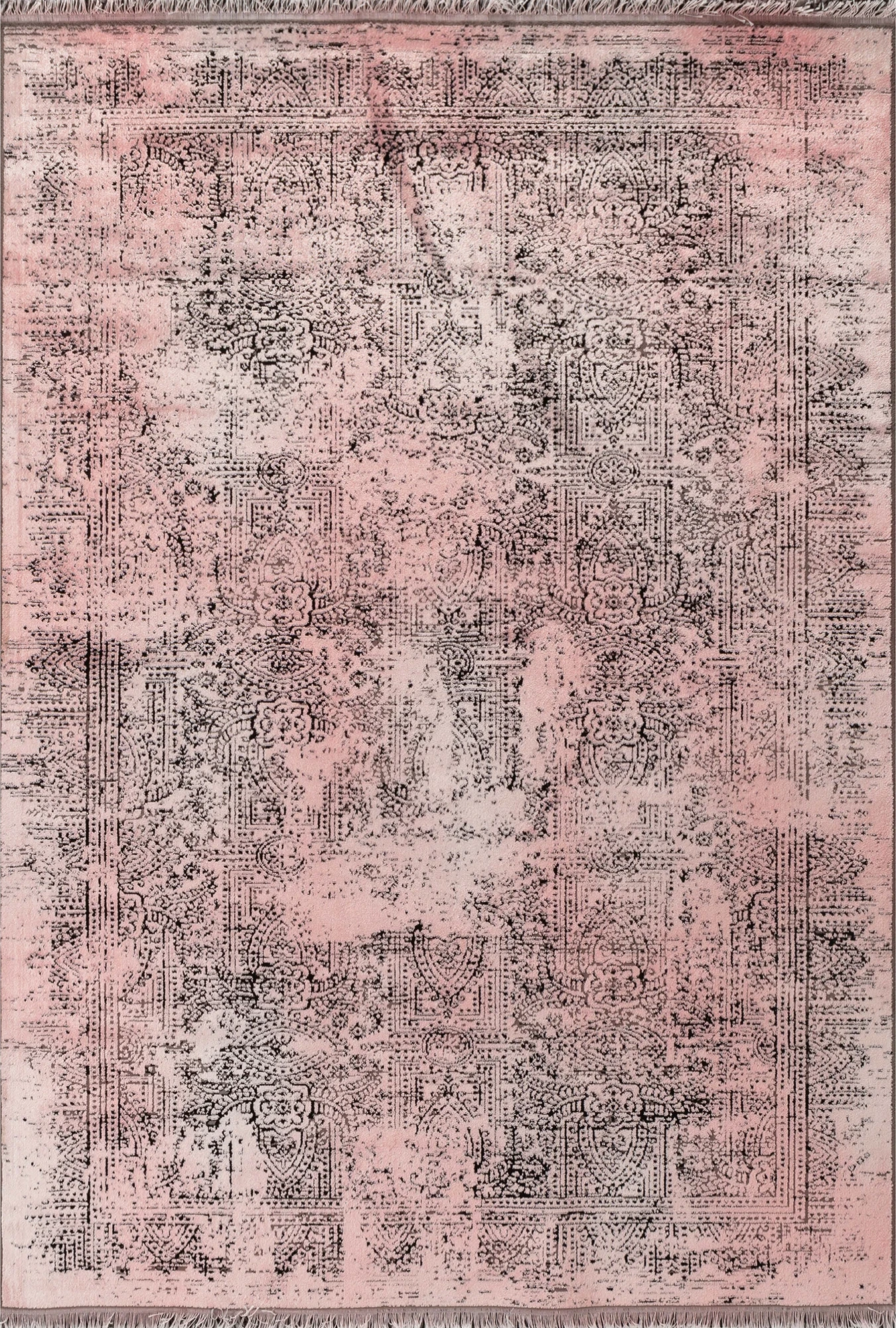 Vintage Look Abstract Oriental Style Rug | Pink