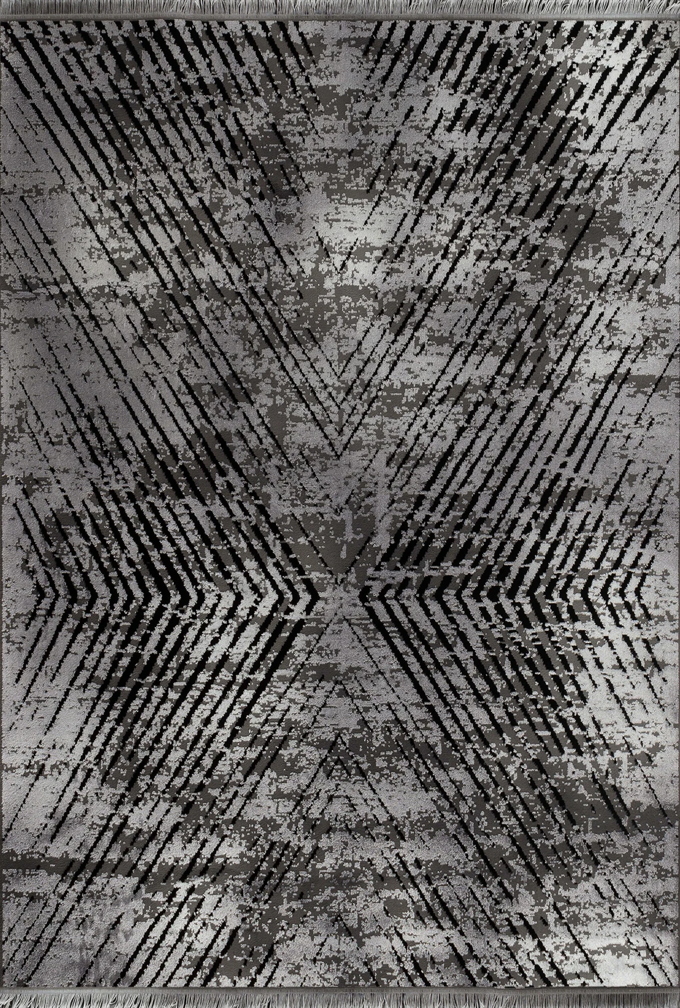 Abstract Overdyed Line Pattern Carpet | Gray