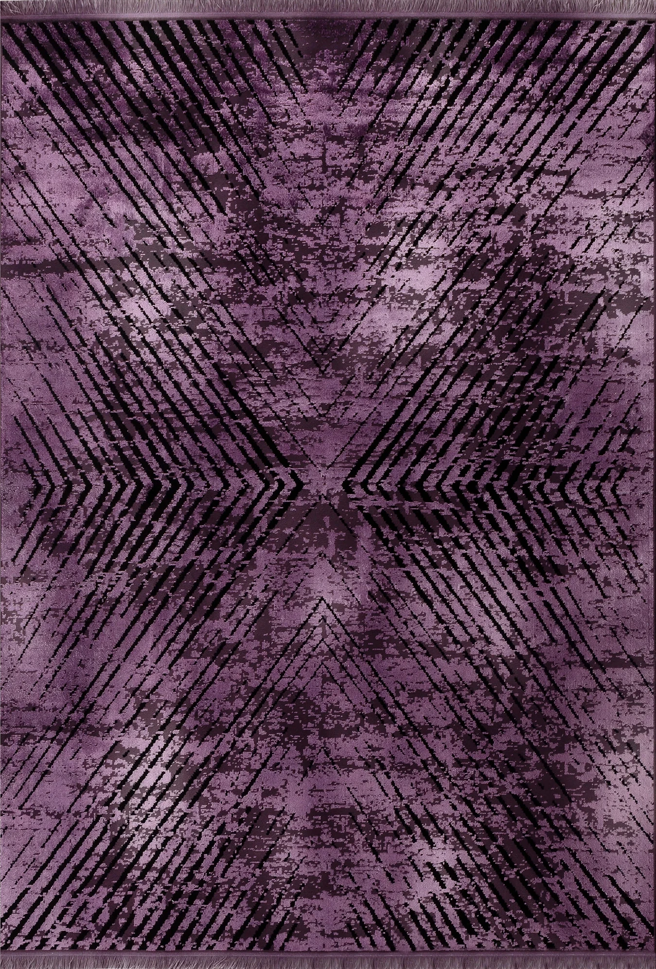 Abstract Overdyed Line Pattern Carpet | Lila