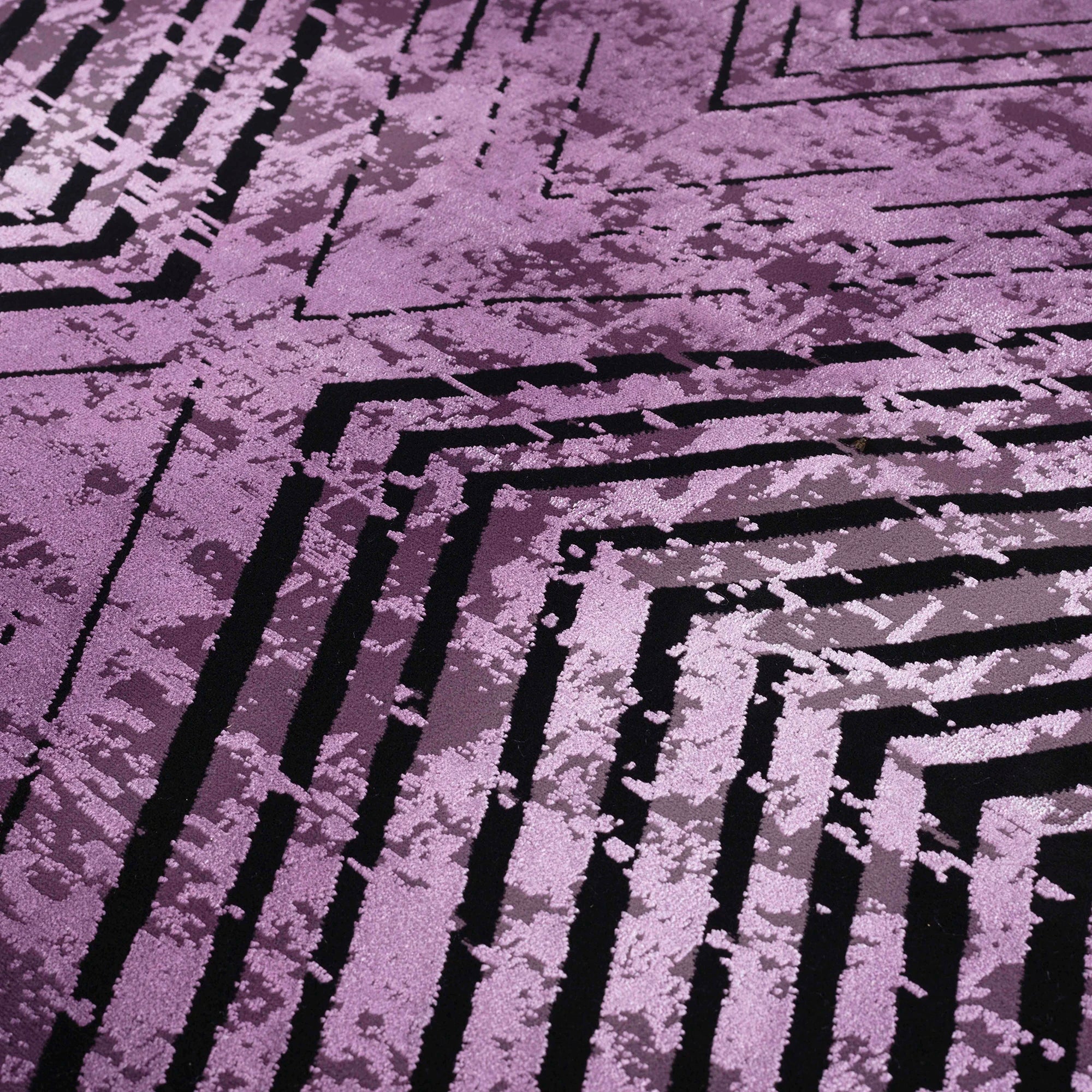 Abstract Overdyed Line Pattern Carpet | Lila