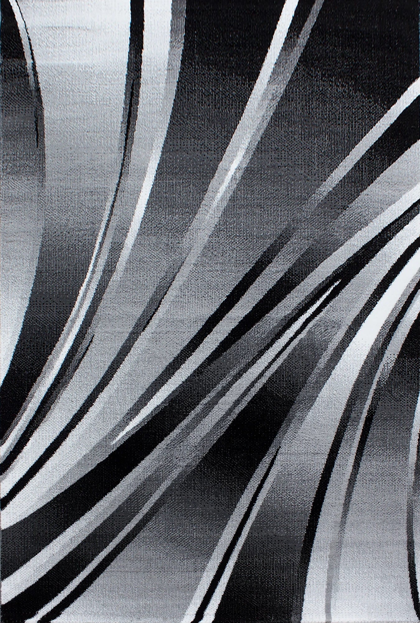 Modern Abstract Wavy Line Area Rug | Black
