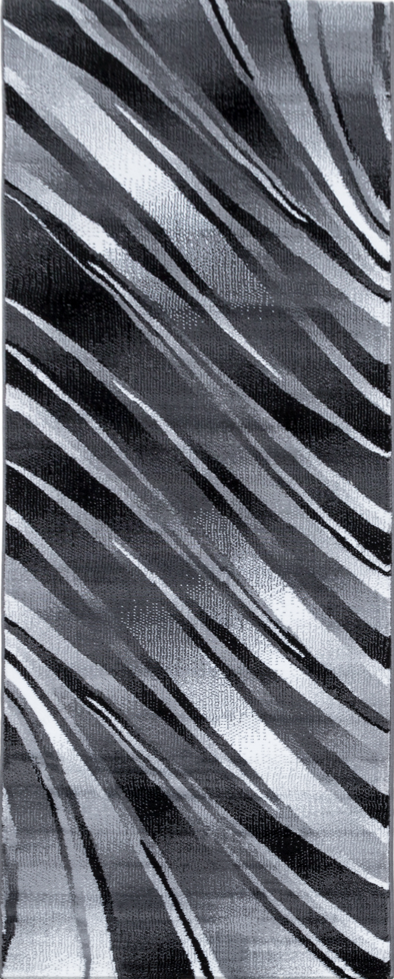 Modern Abstract Wavy Line Area Rug | Black