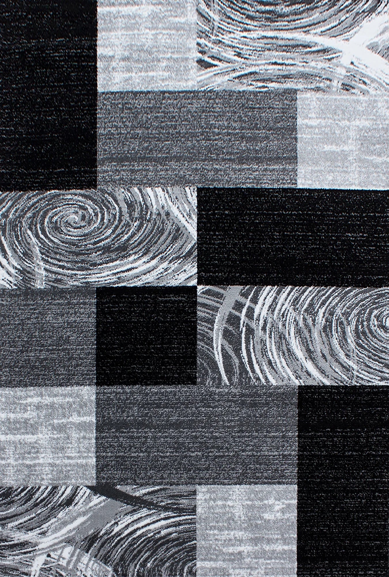Swirl Pattern Colour Block Area Rug | Black