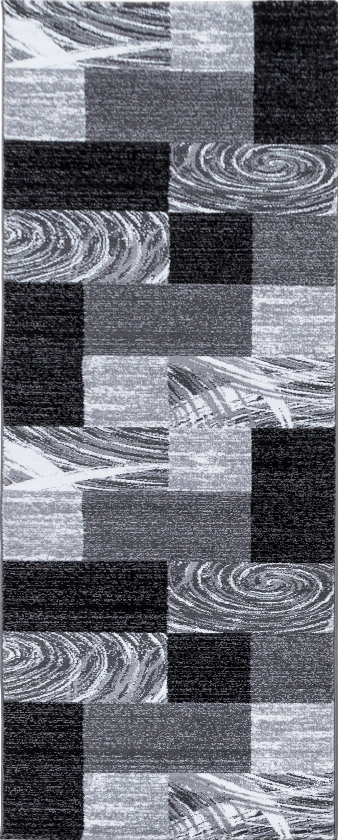 Swirl Pattern Colour Block Area Rug | Black
