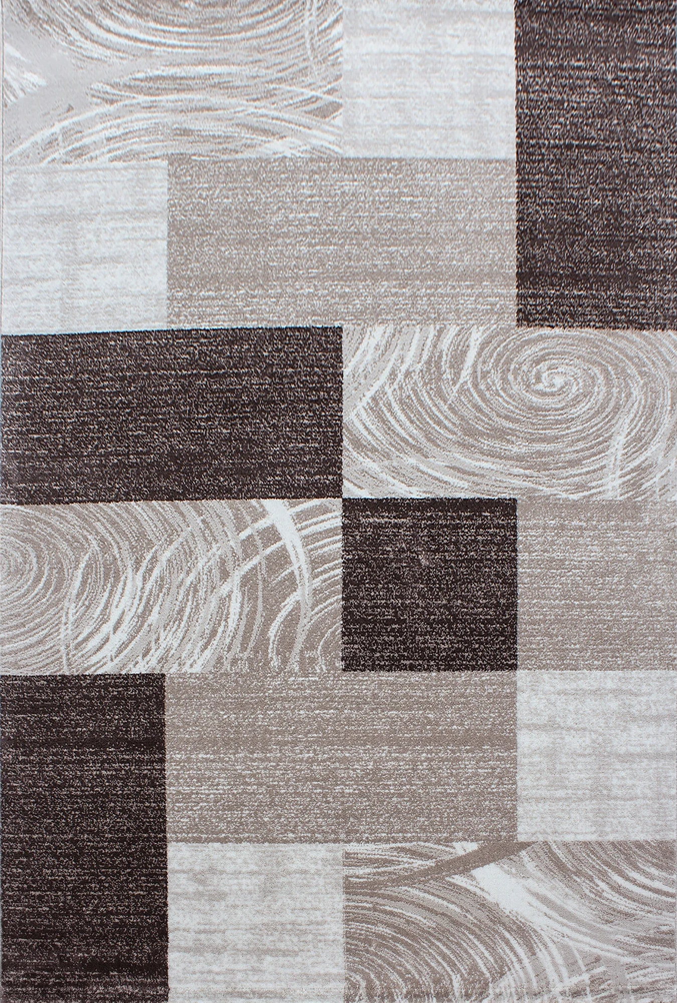 Swirl Pattern Colour Block Area Rug | Brown
