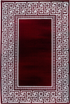 Modern Meander Border Area Rug | Red Red