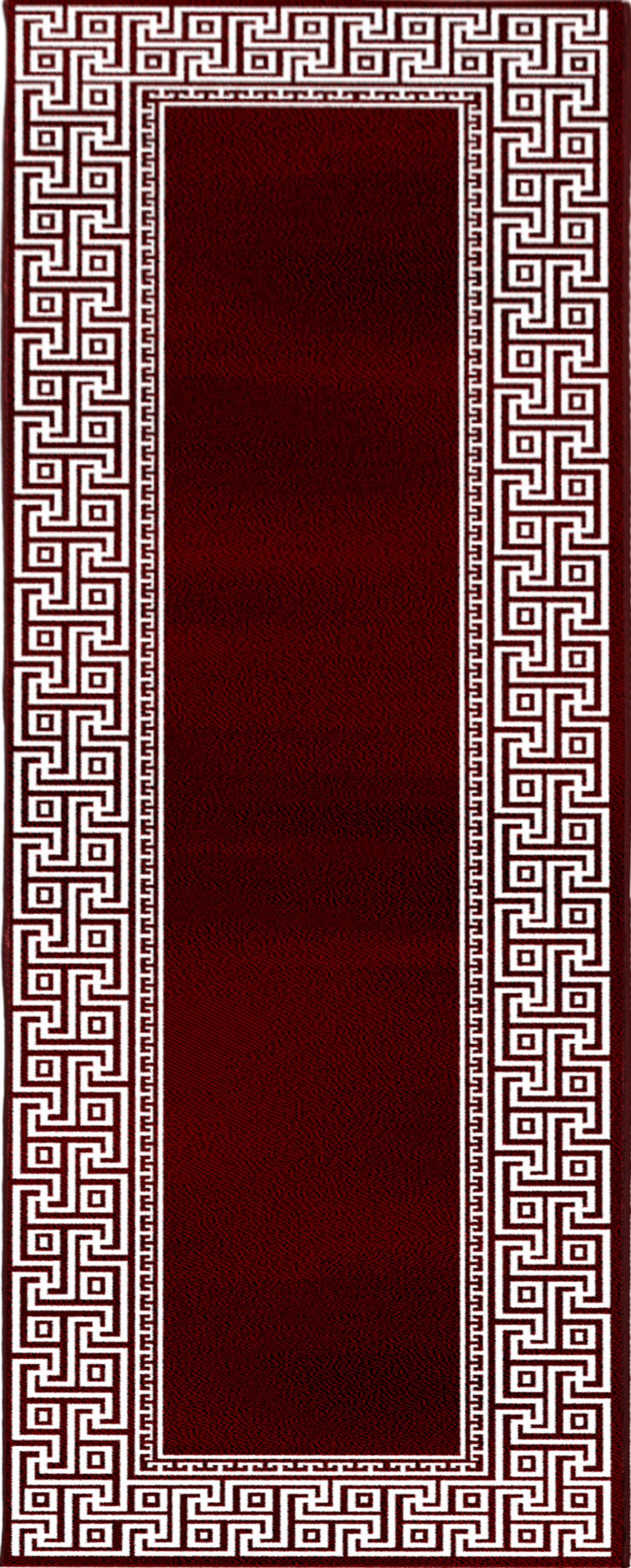 Modern Meander Border Area Rug | Red