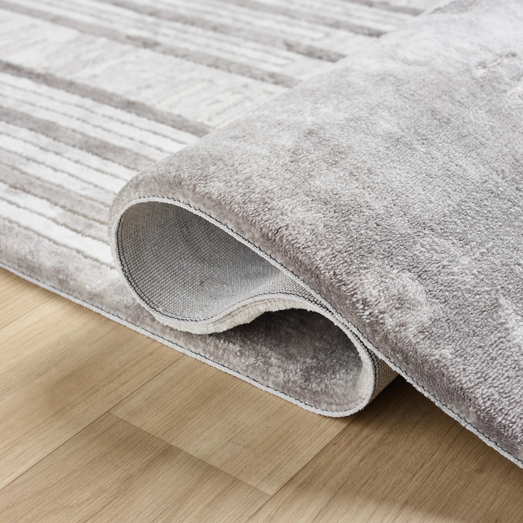 Concentric Lines Border Modern Rug | Brown