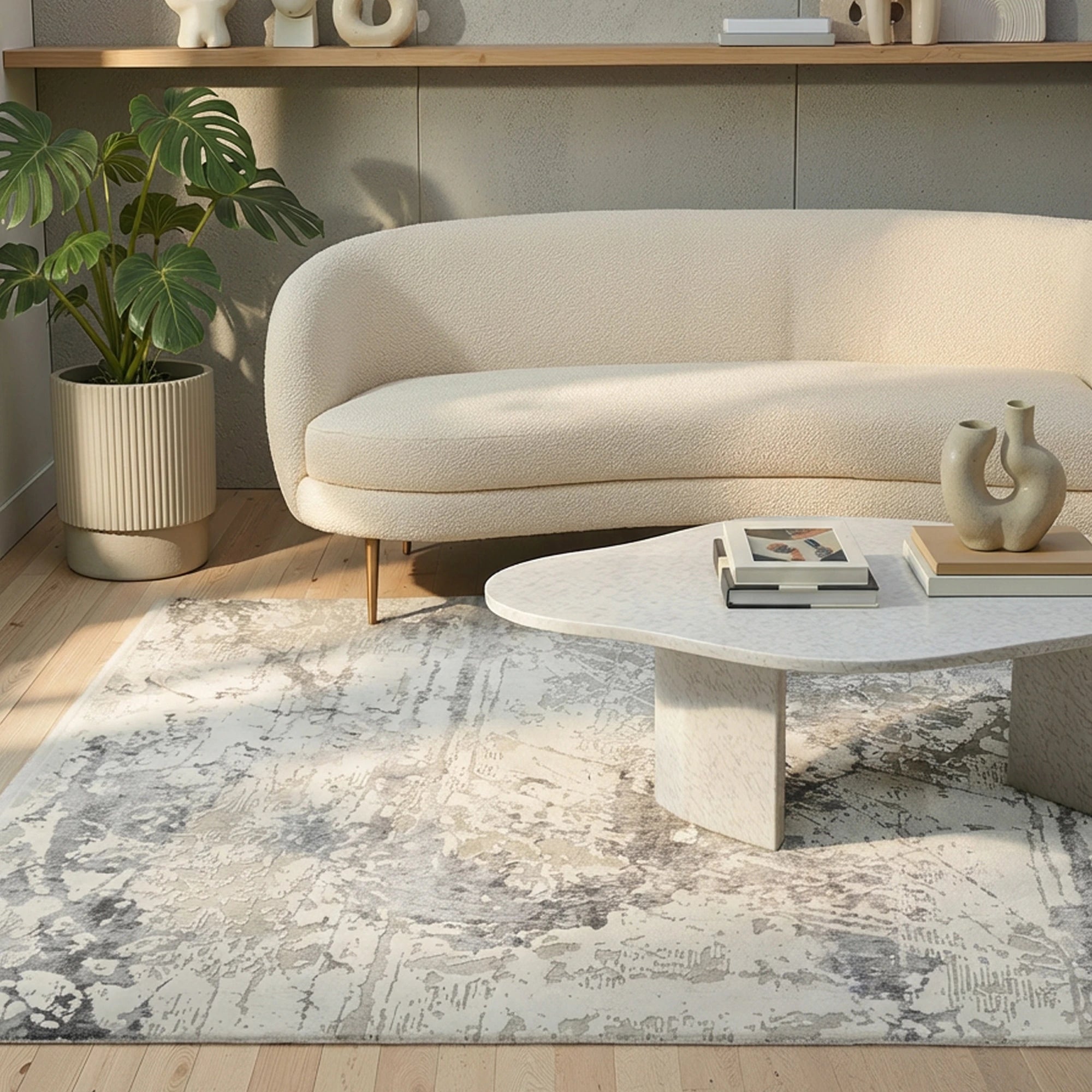 Limestone Vein Contemporary Rug | Gray