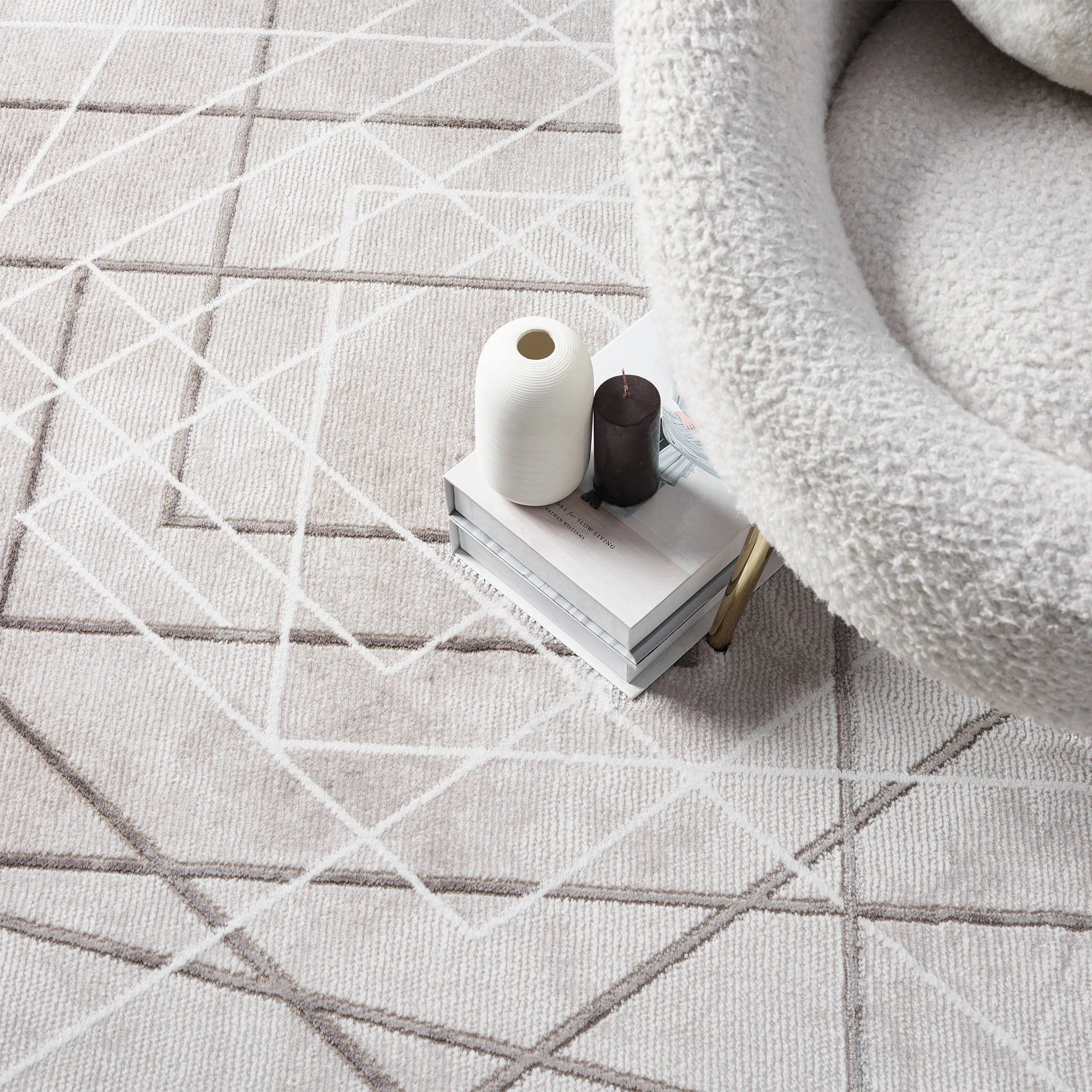 Modern Layered Geometric Abstraction Rug | Brown