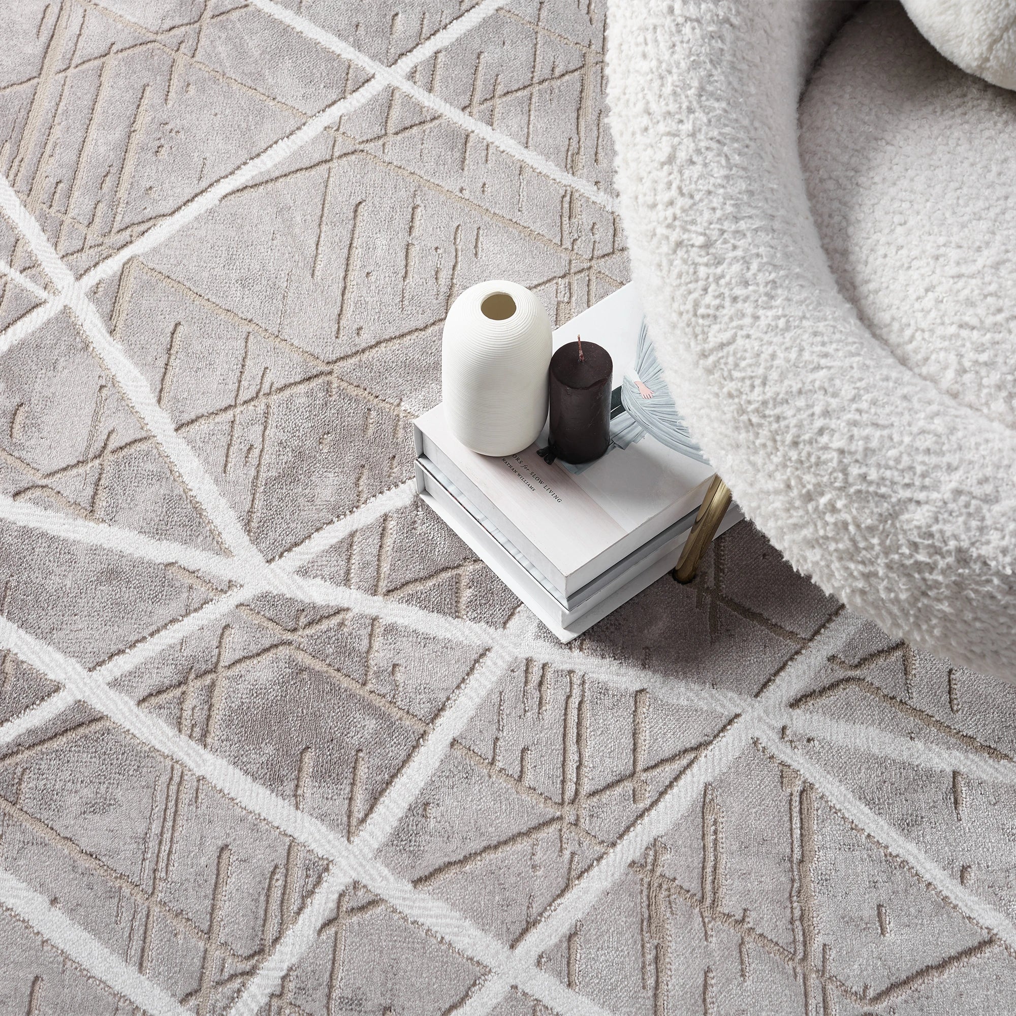 Luxury Taupe Linear Geometric Rug