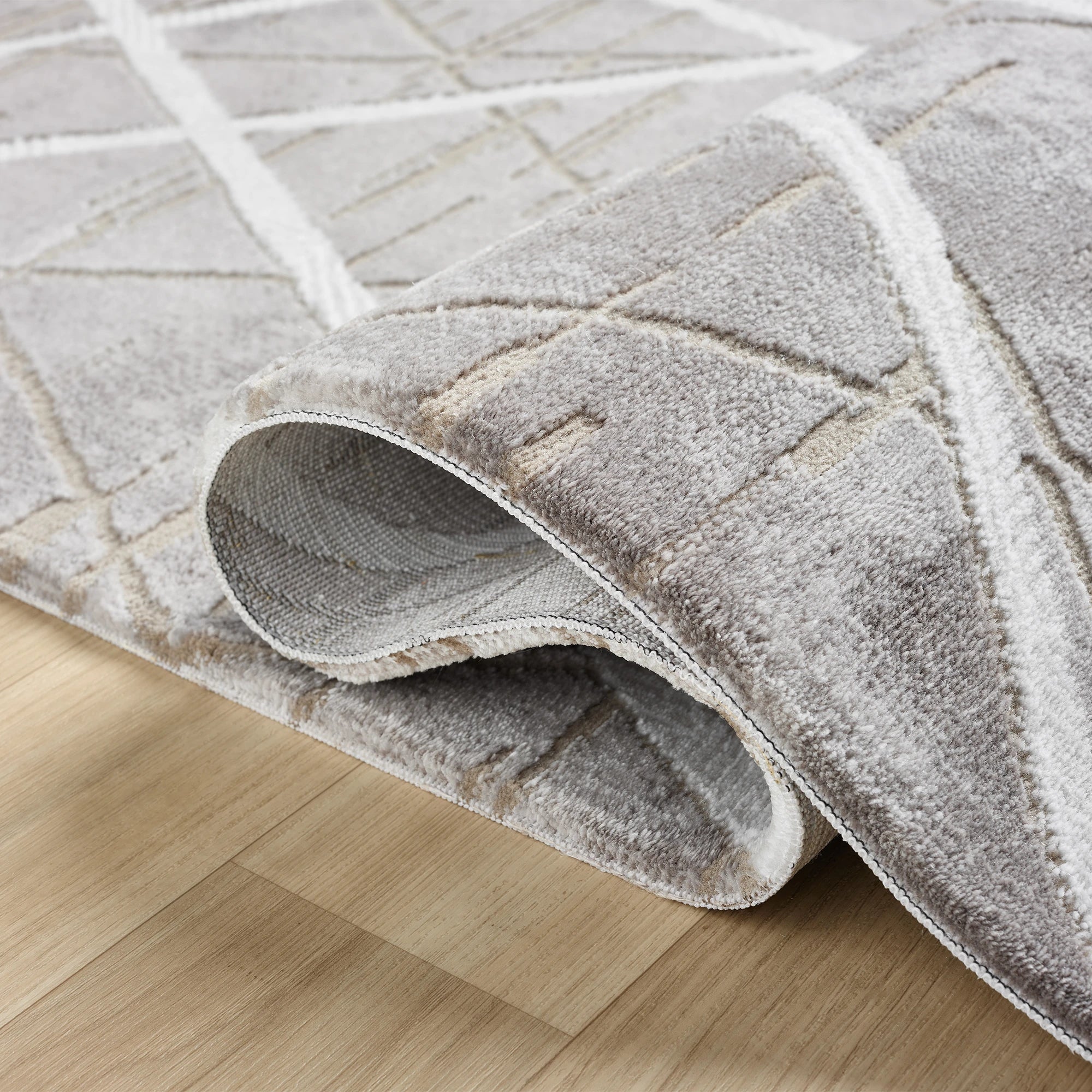 Luxury Taupe Linear Geometric Rug