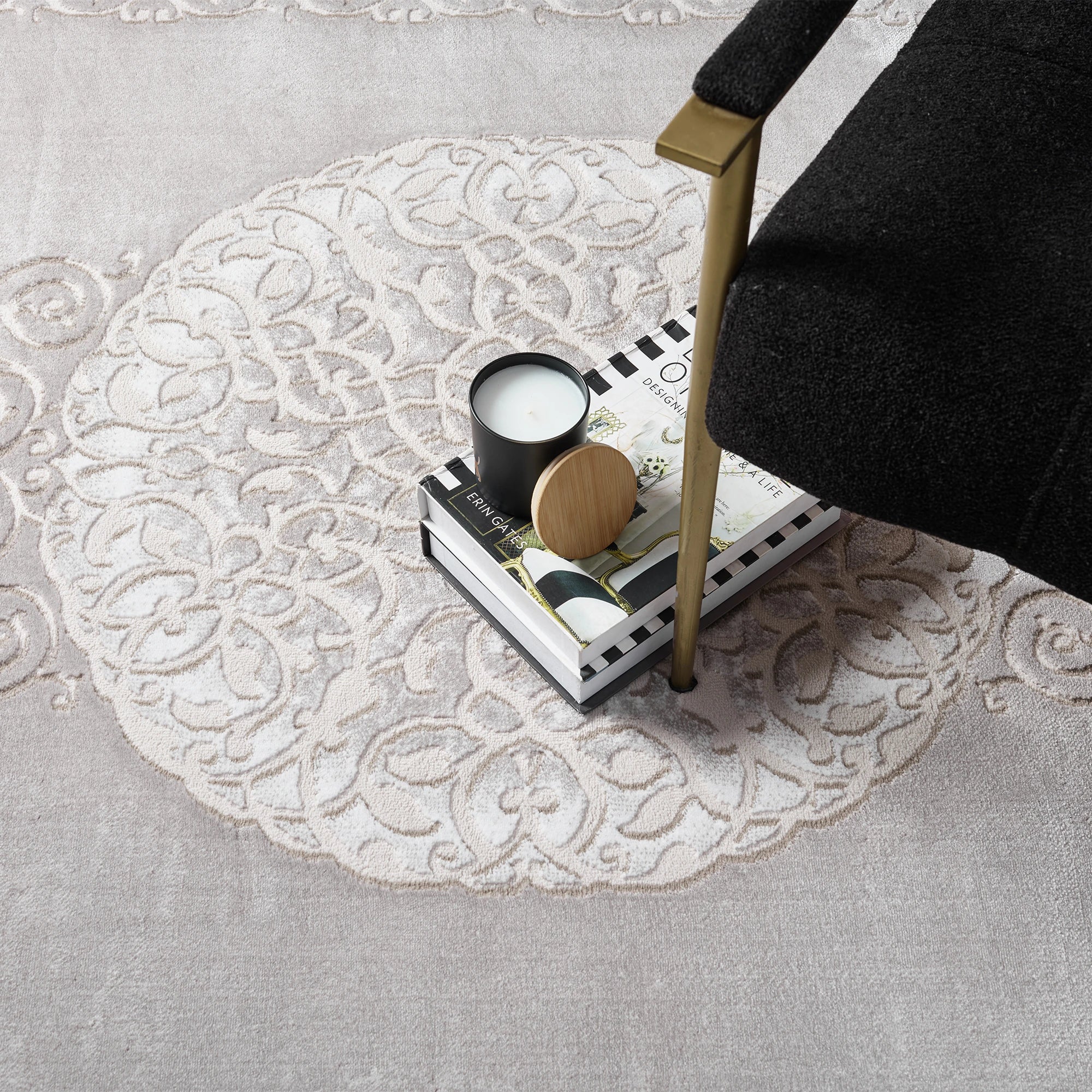 Luxury Taupe Royal Medallion Rug