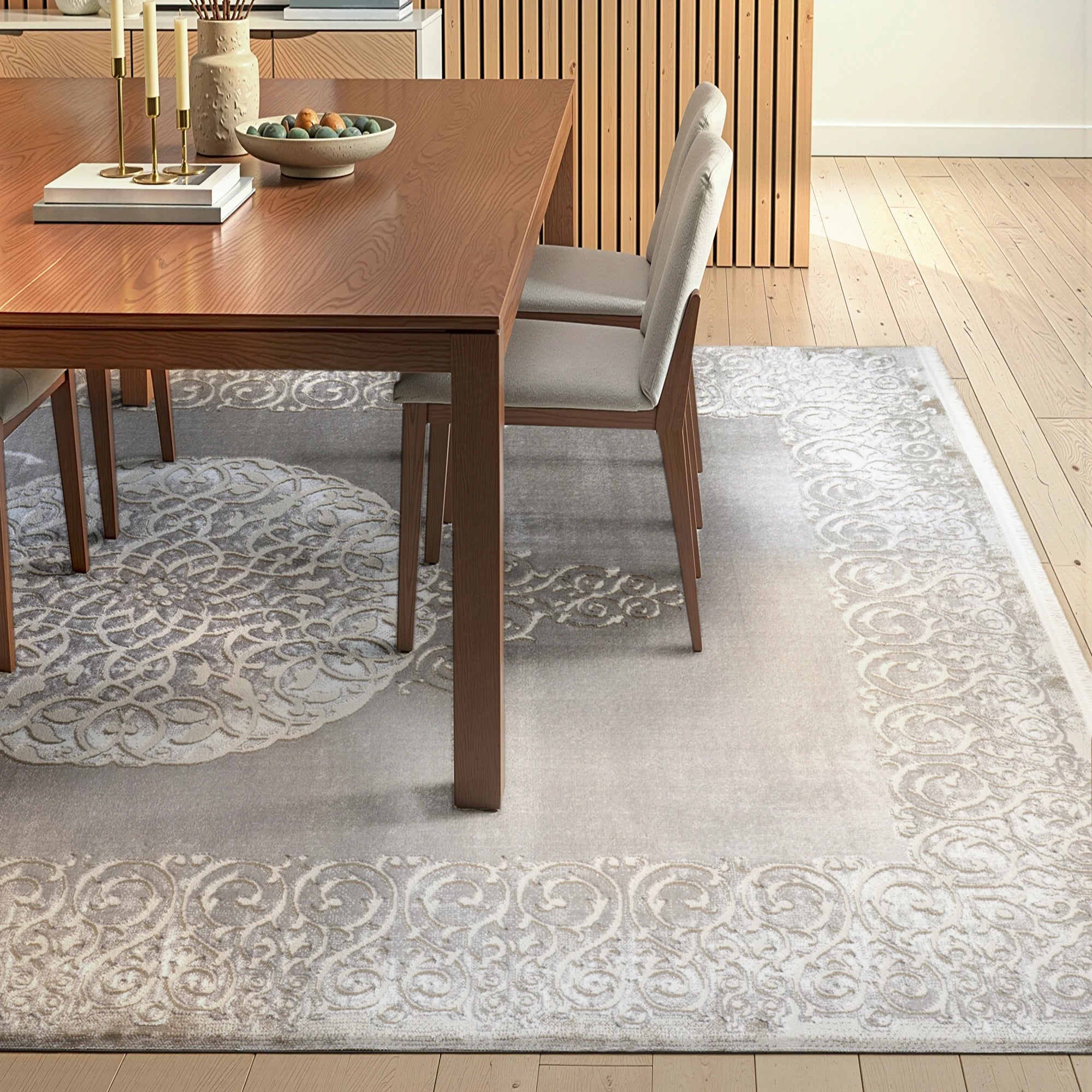 Luxury Taupe Royal Medallion Rug
