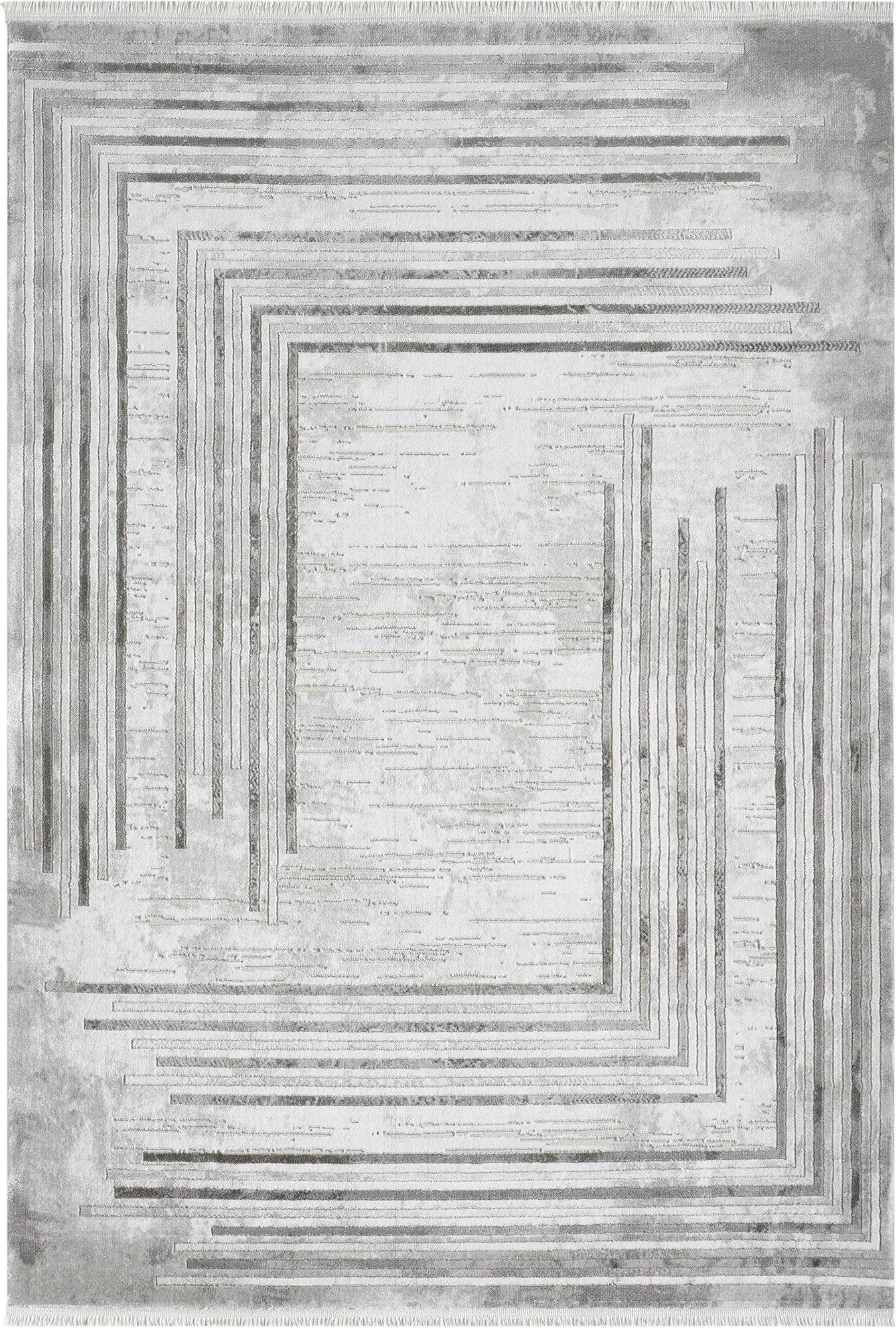 Concentric Lines Border Modern Rug | Brown