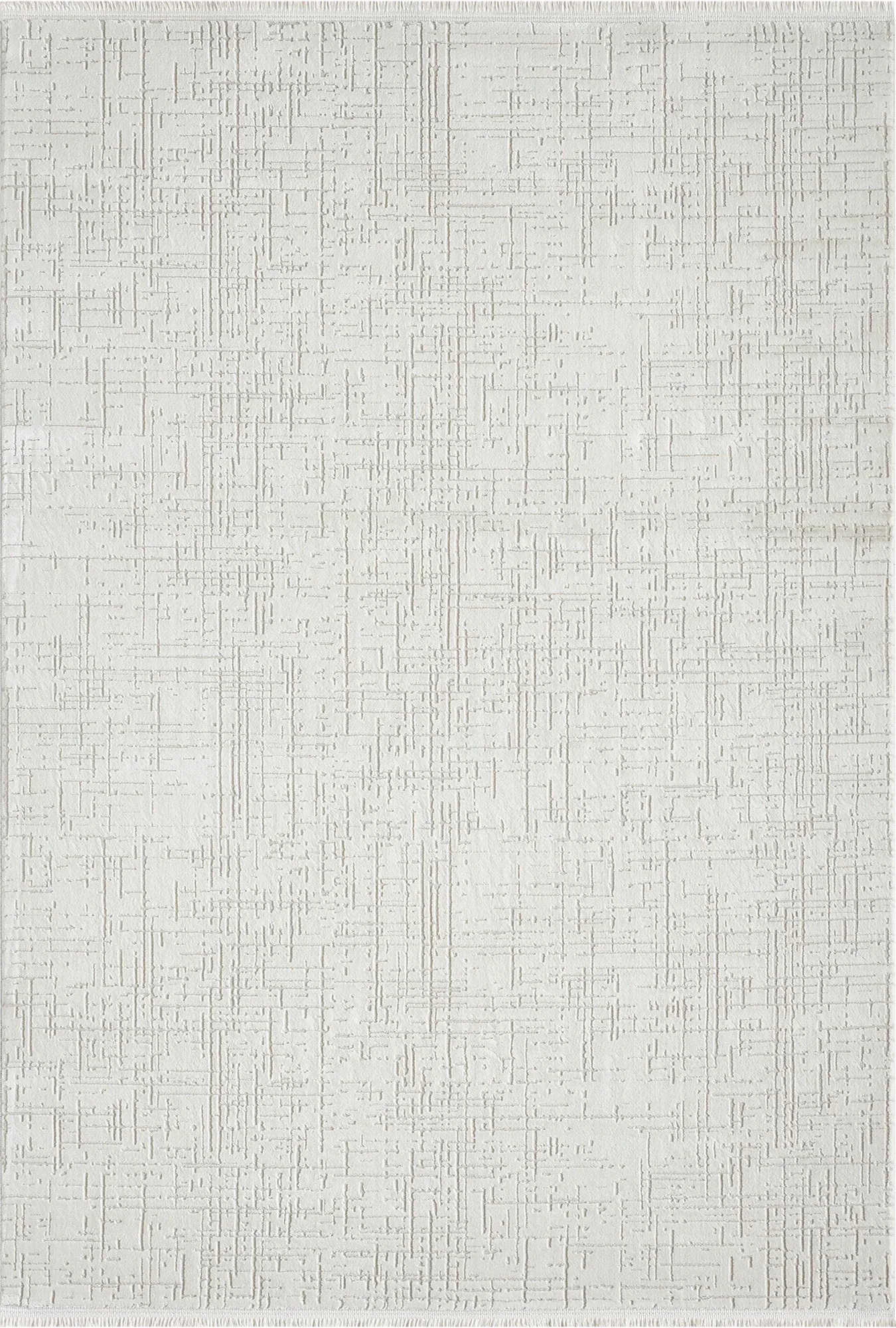 Modern Whisper Grid Abstract Textured Rug | White