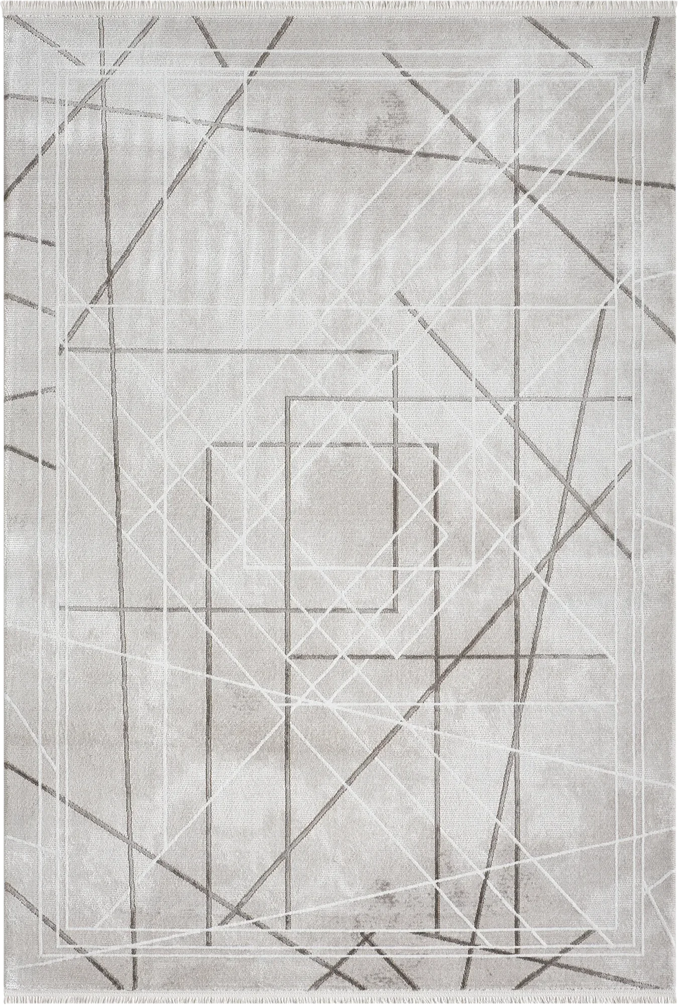 Modern Layered Geometric Abstraction Rug | Brown