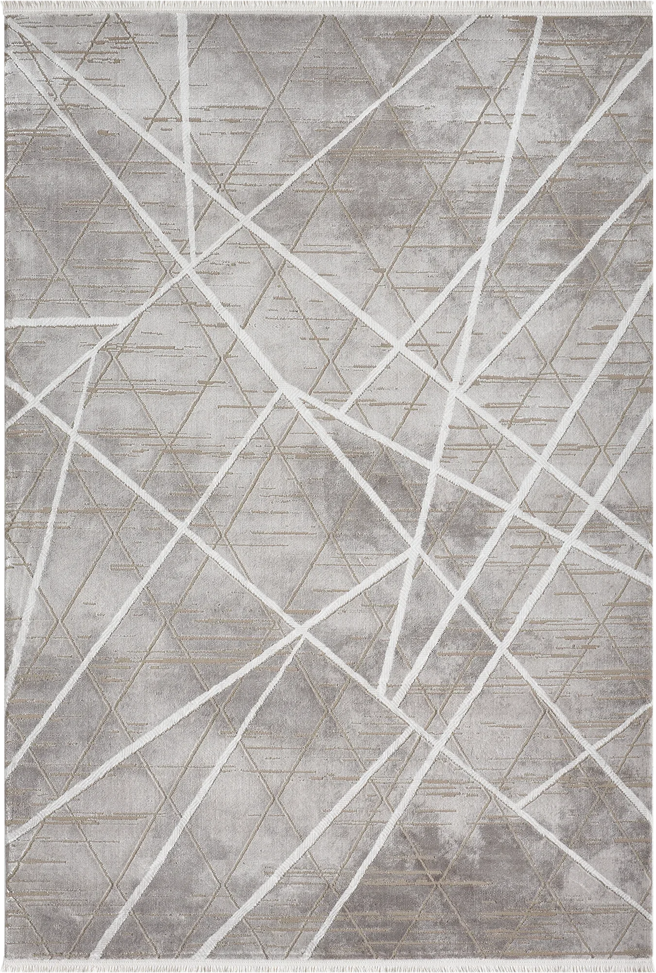 Luxury Taupe Linear Geometric Rug