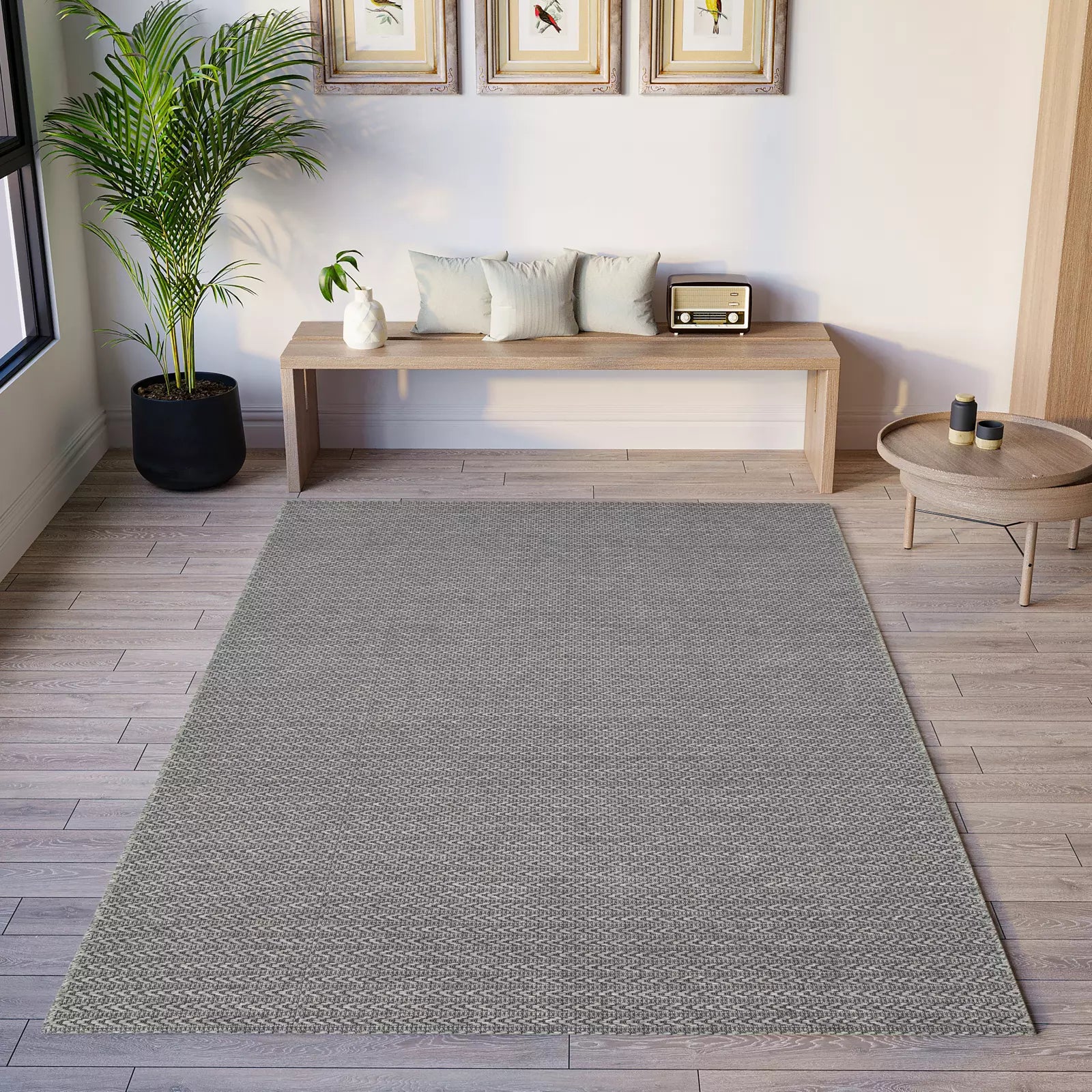 Knitted Pattern Zigzag Sisal Rug Gray - Bella Rugs