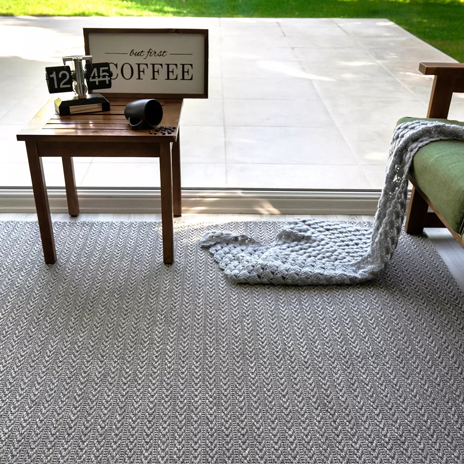 Knitted Pattern Zigzag Sisal Rug Gray - Bella Rugs