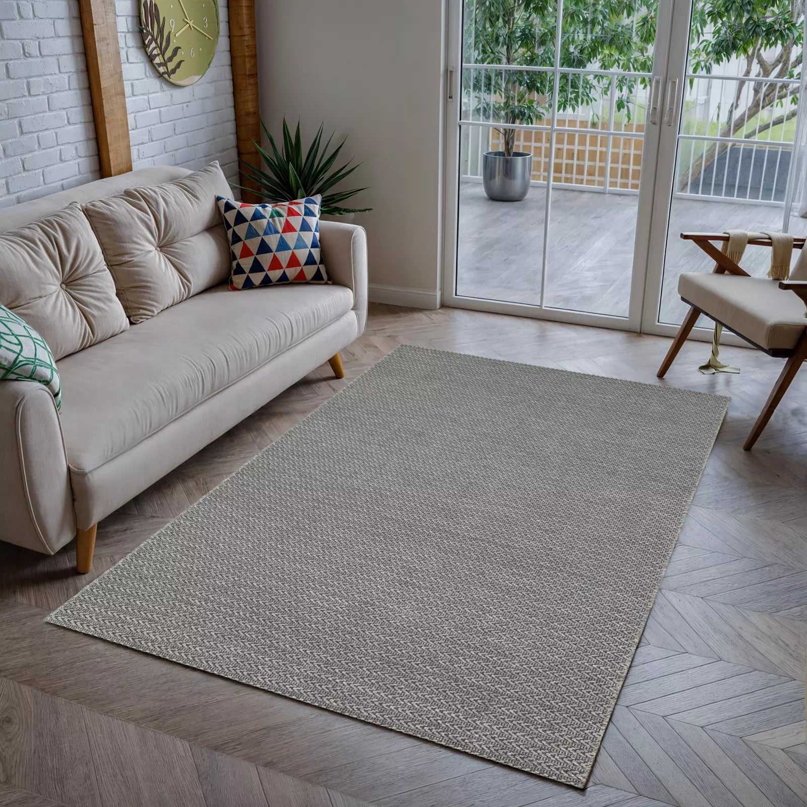 Knitted Pattern Zigzag Sisal Rug Gray - Bella Rugs