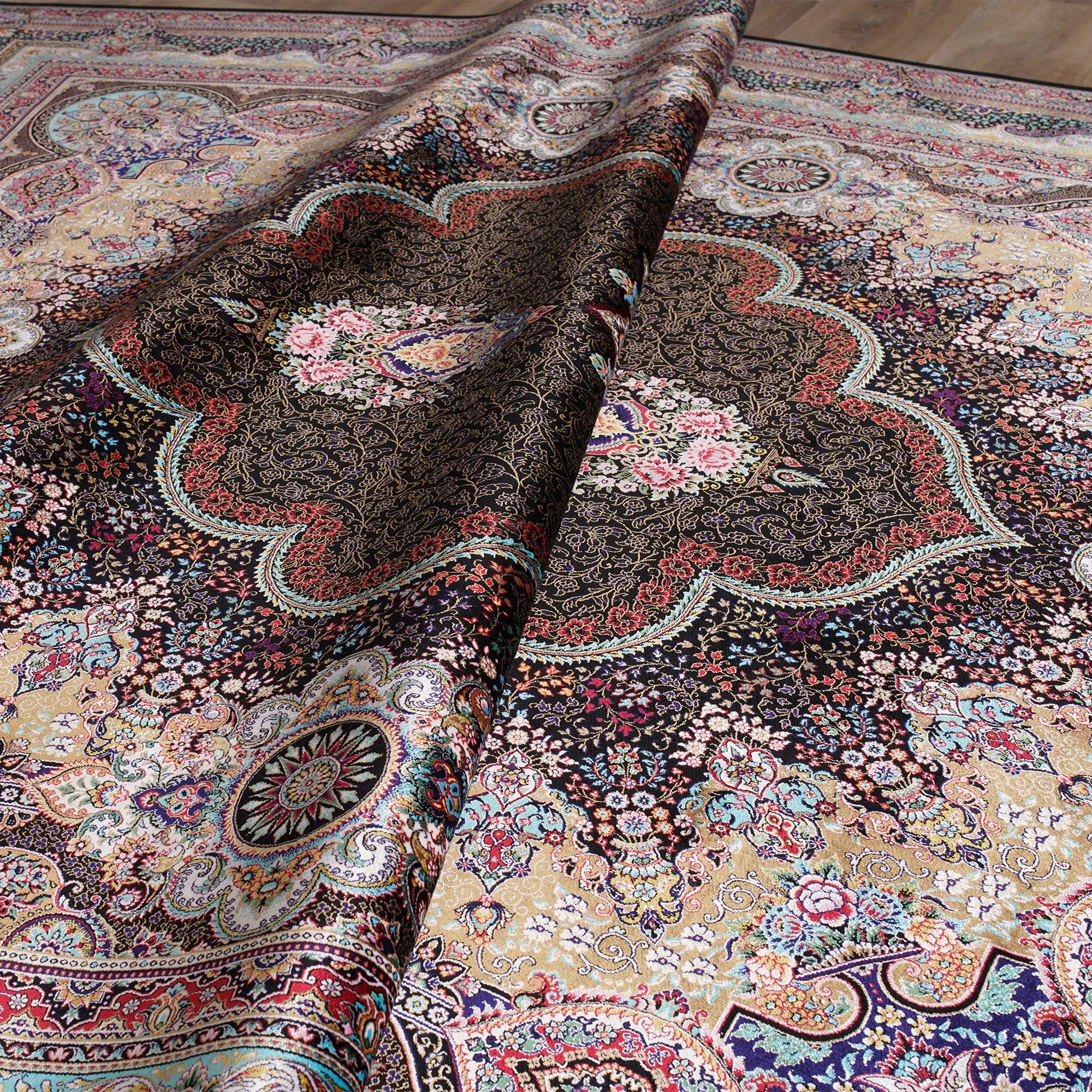 Vintage-Inspired Artistic Handmade Silk Rug - Bella Rugs