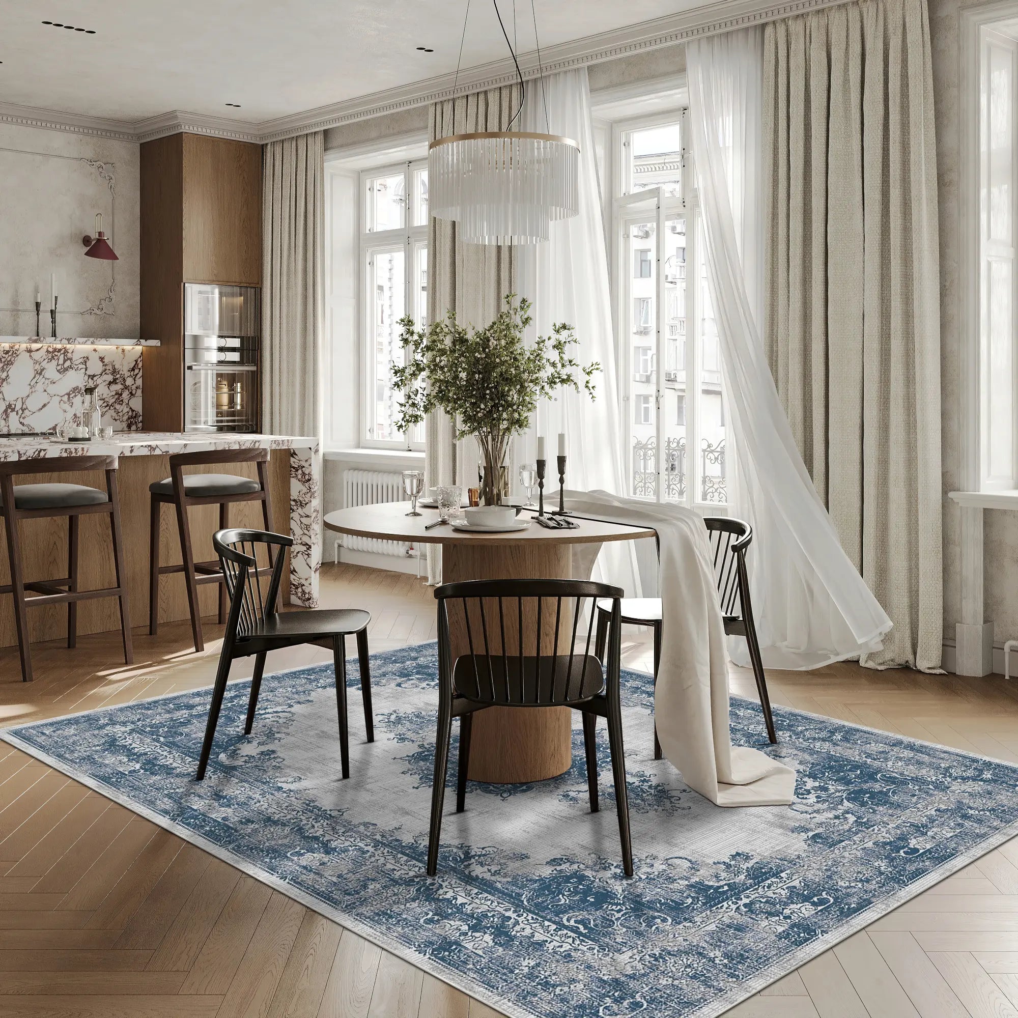 Tappeto Vintage Blu Salvia