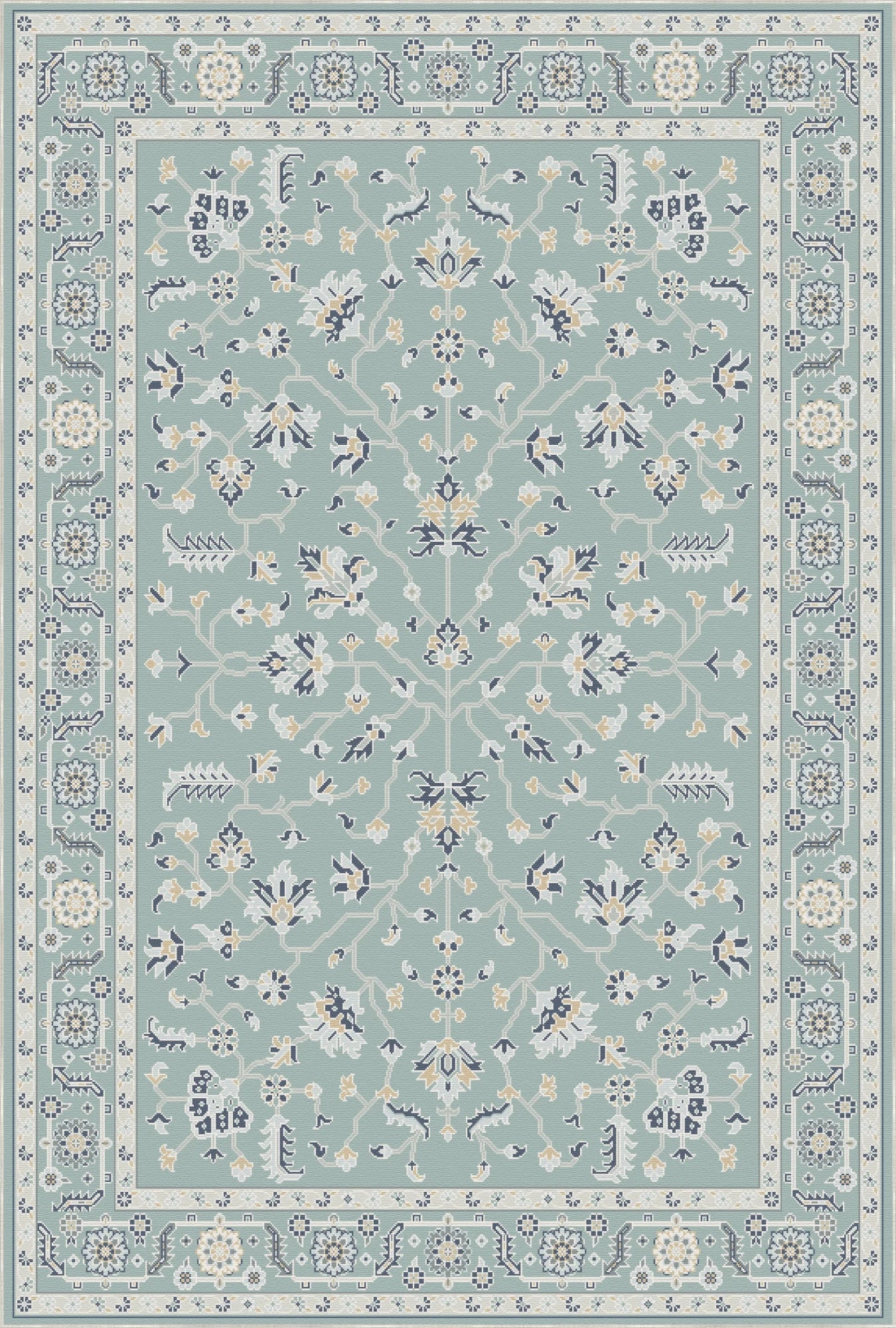 Turquoise Ivory Arbor Rug