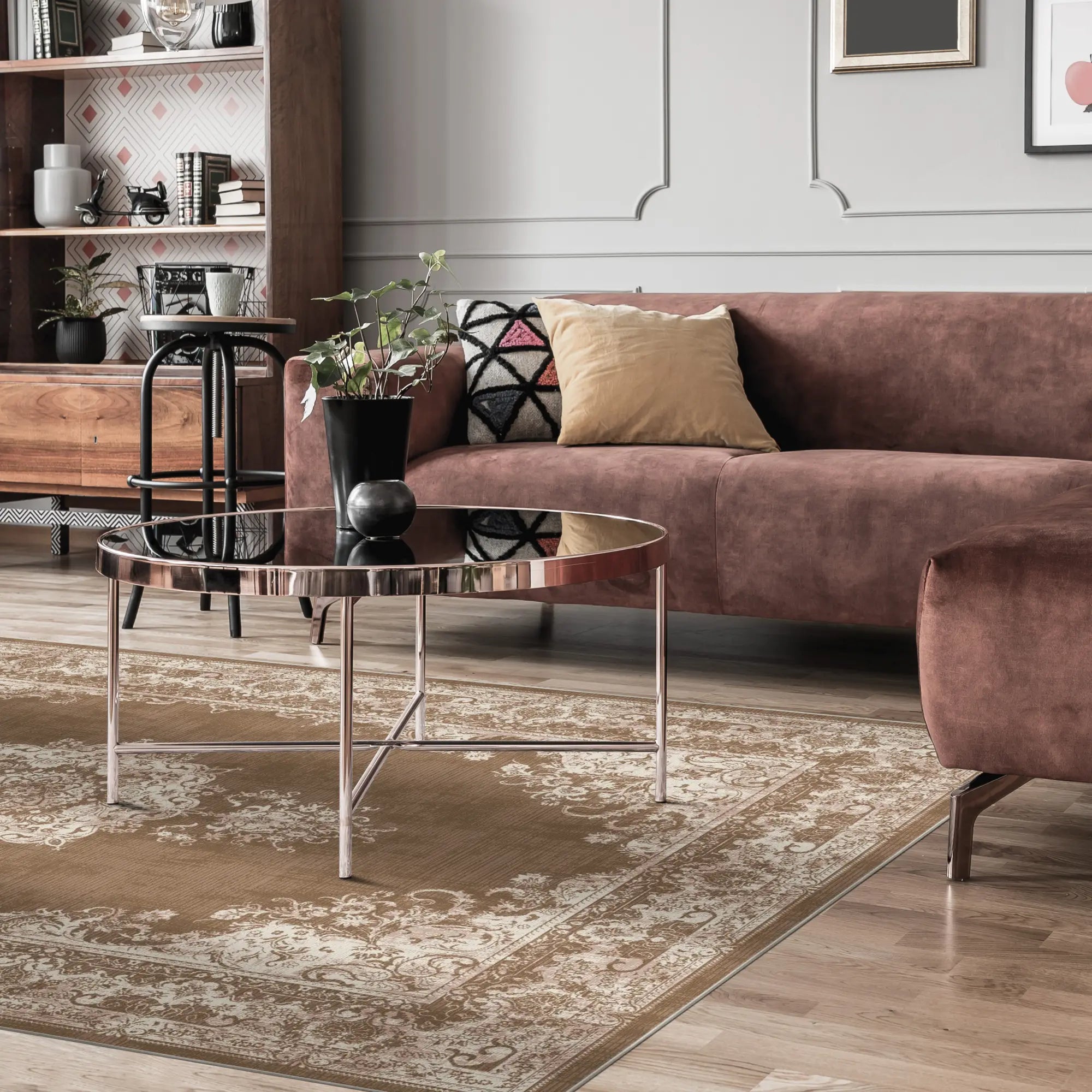 Tappeto Vintage Marrone Salvia