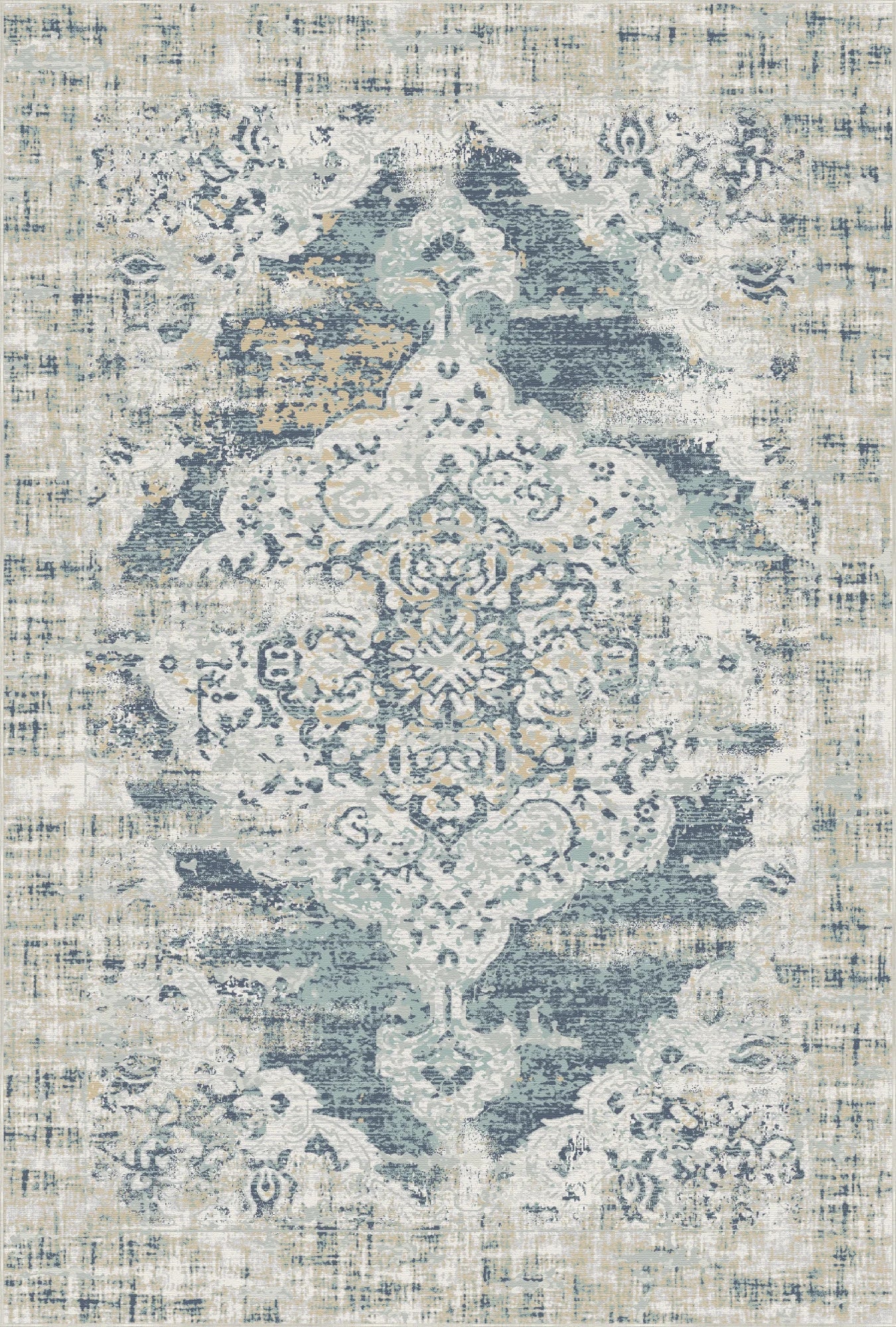 Patina Navy Teal Beige Rug