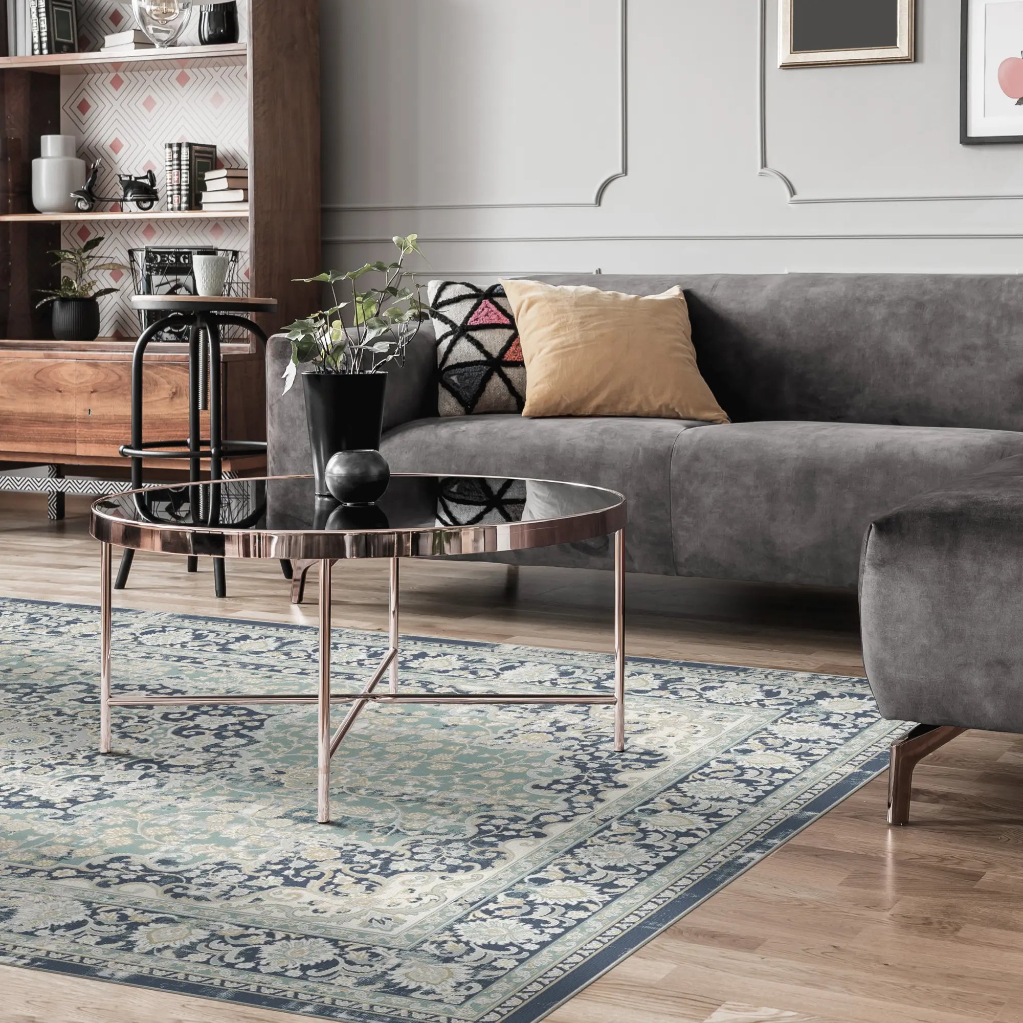 Tappeto Vintage Blu Navy Salvia