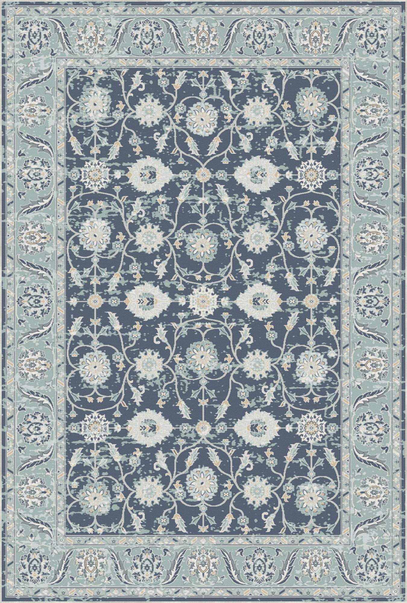 Veda Sage Navy Blue Rug