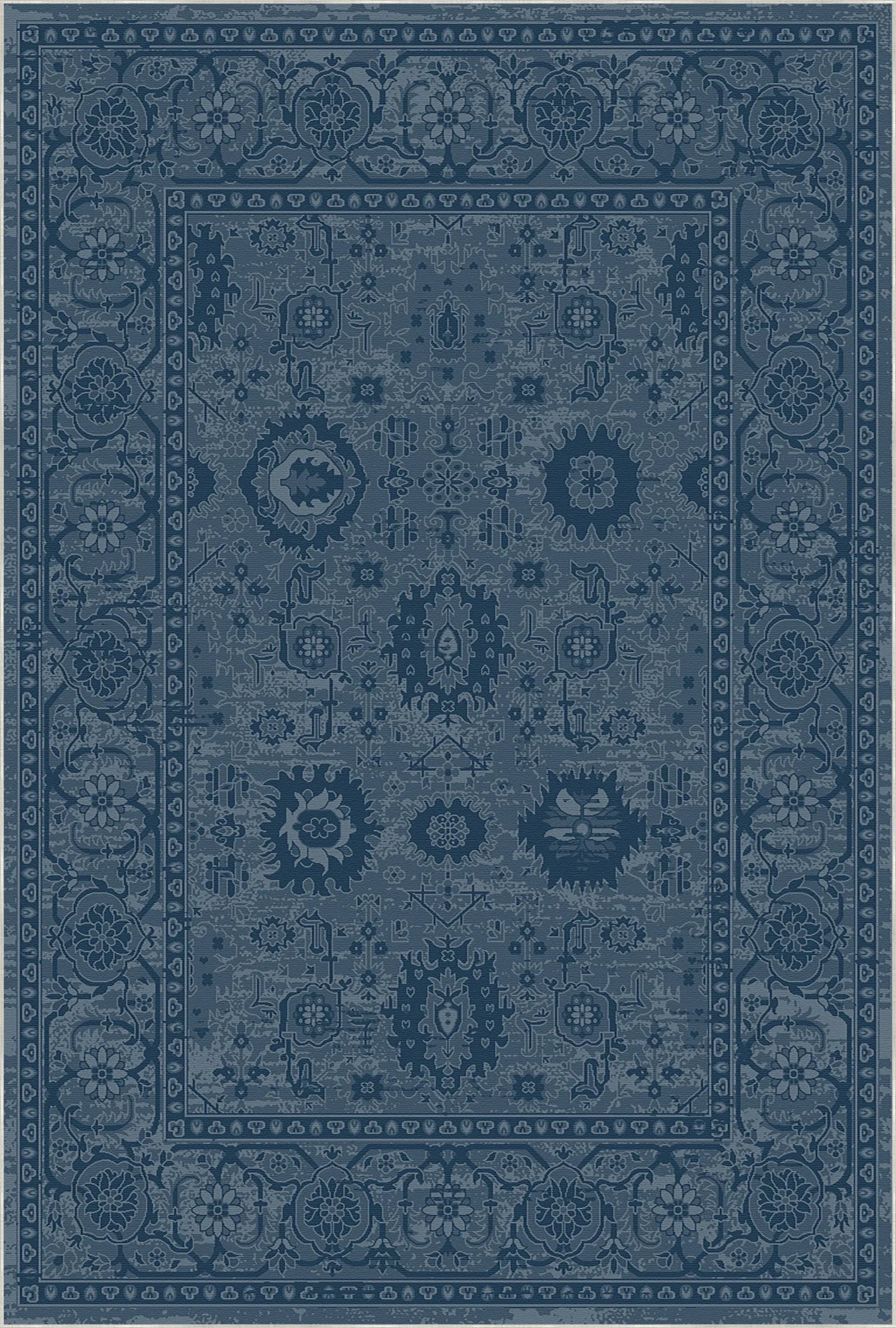 Legacy Distressed Floral Navy Blue Rug
