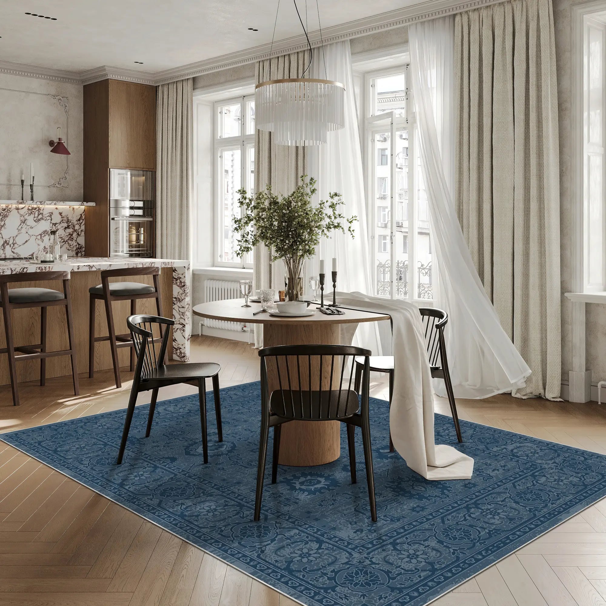 Tappeto Legacy Floreale Invecchiato Blu Navy