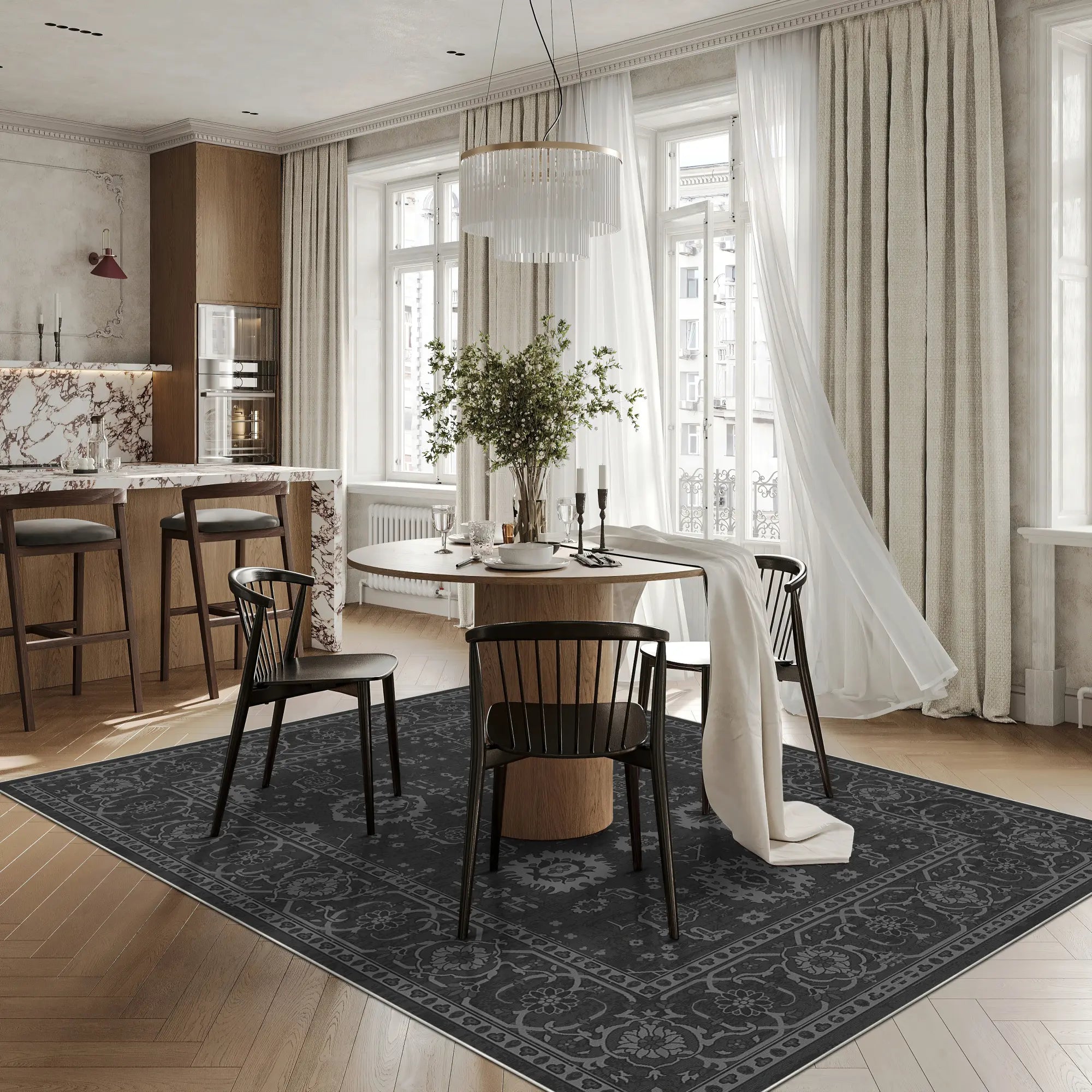 Tappeto Legacy Floreale Erosione Grigio Carbone