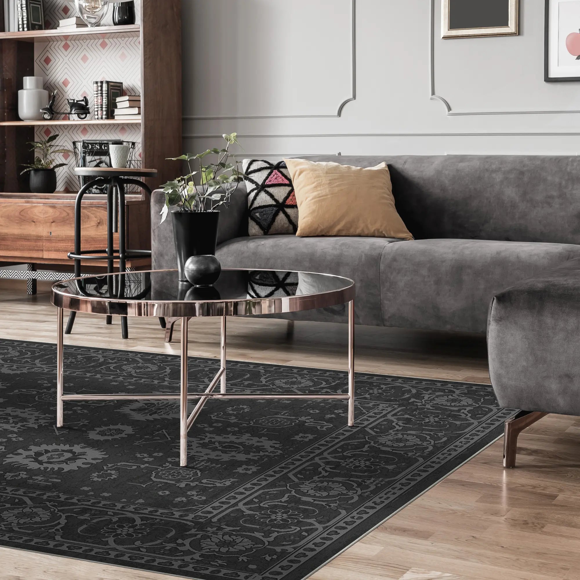 Tappeto Legacy Floreale Erosione Grigio Carbone